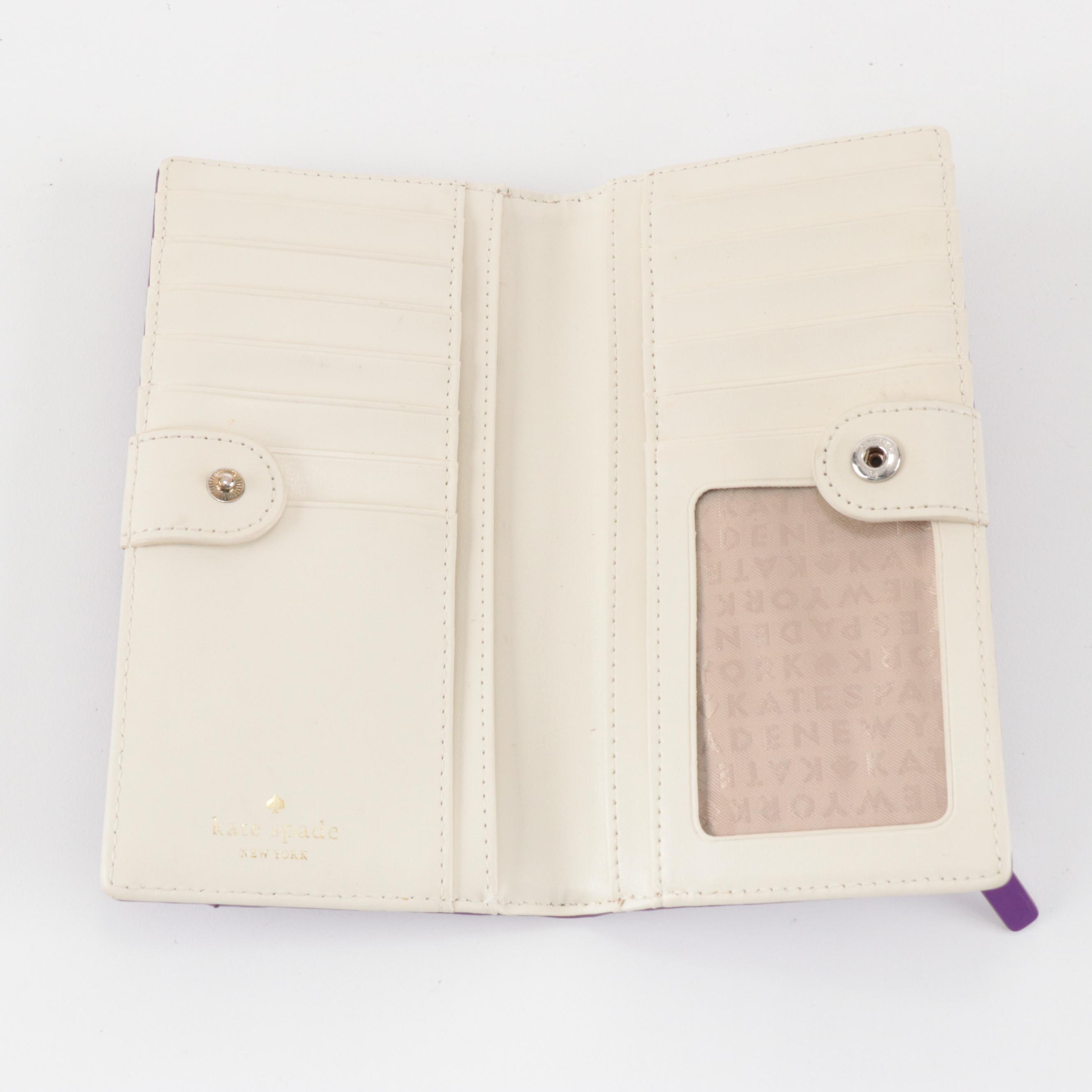 Marc Jacobs Saddle Bag in Black Leather with Kate Spade Purple Dot Bow Wallet