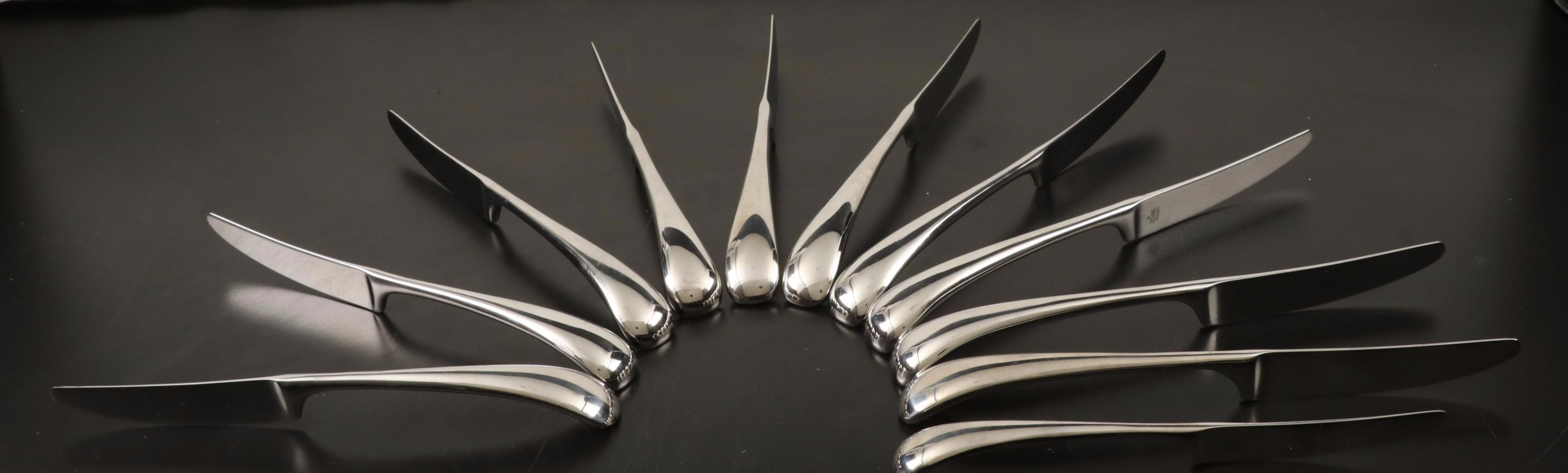 Dansk "Torun" Mid Century Modern Stainless Steel Flatware Set for Ten