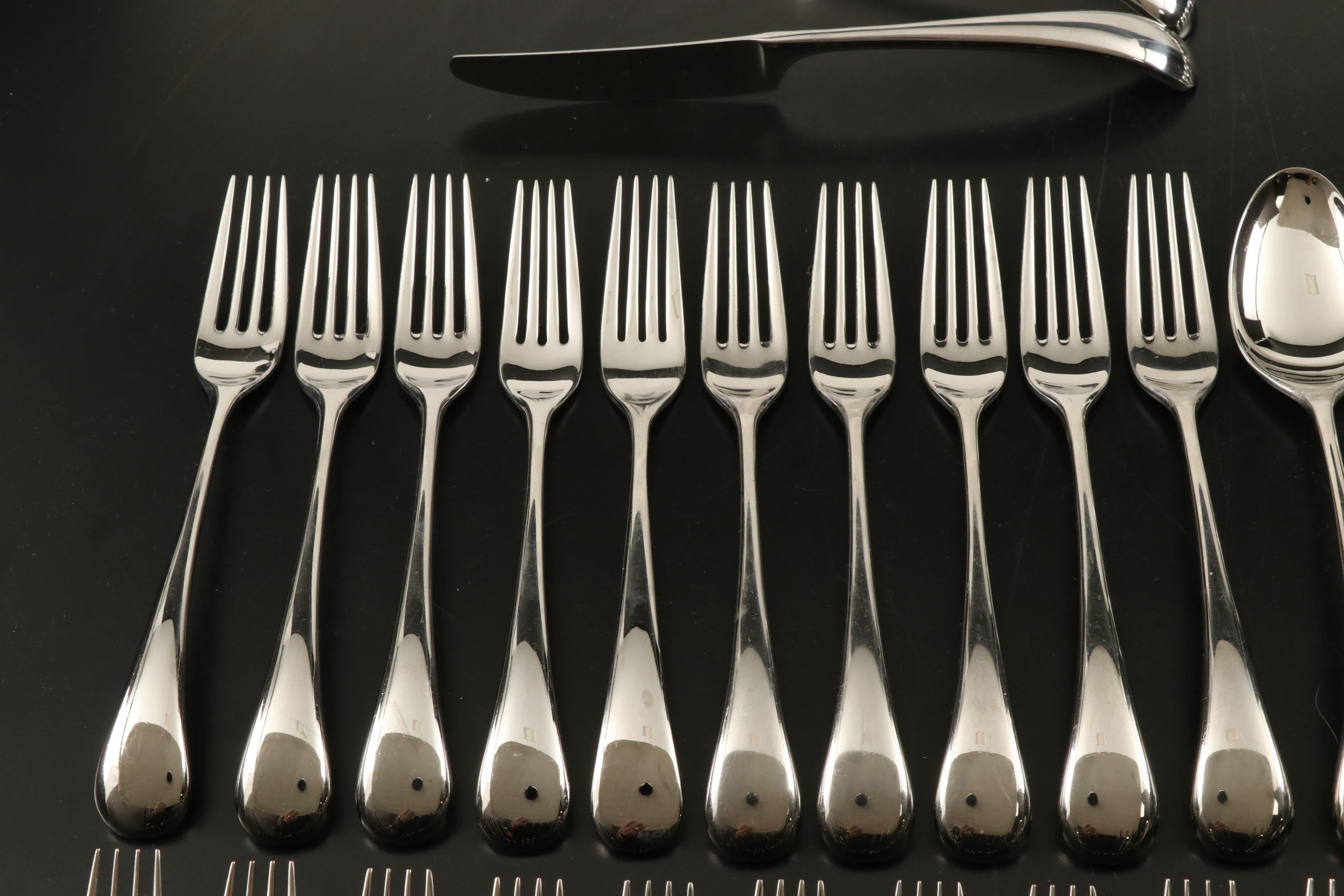 Dansk "Torun" Mid Century Modern Stainless Steel Flatware Set for Ten