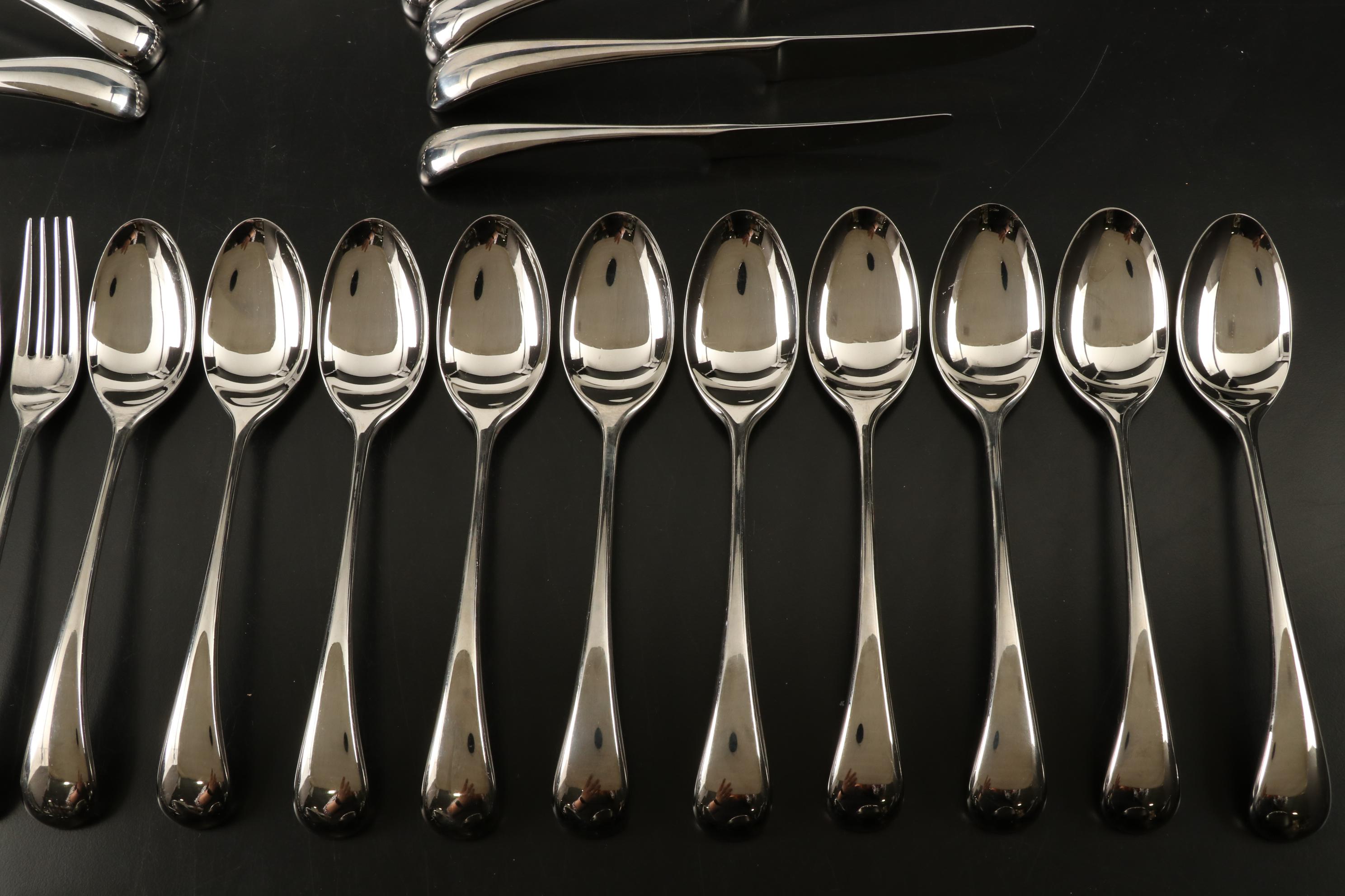 Dansk "Torun" Mid Century Modern Stainless Steel Flatware Set for Ten