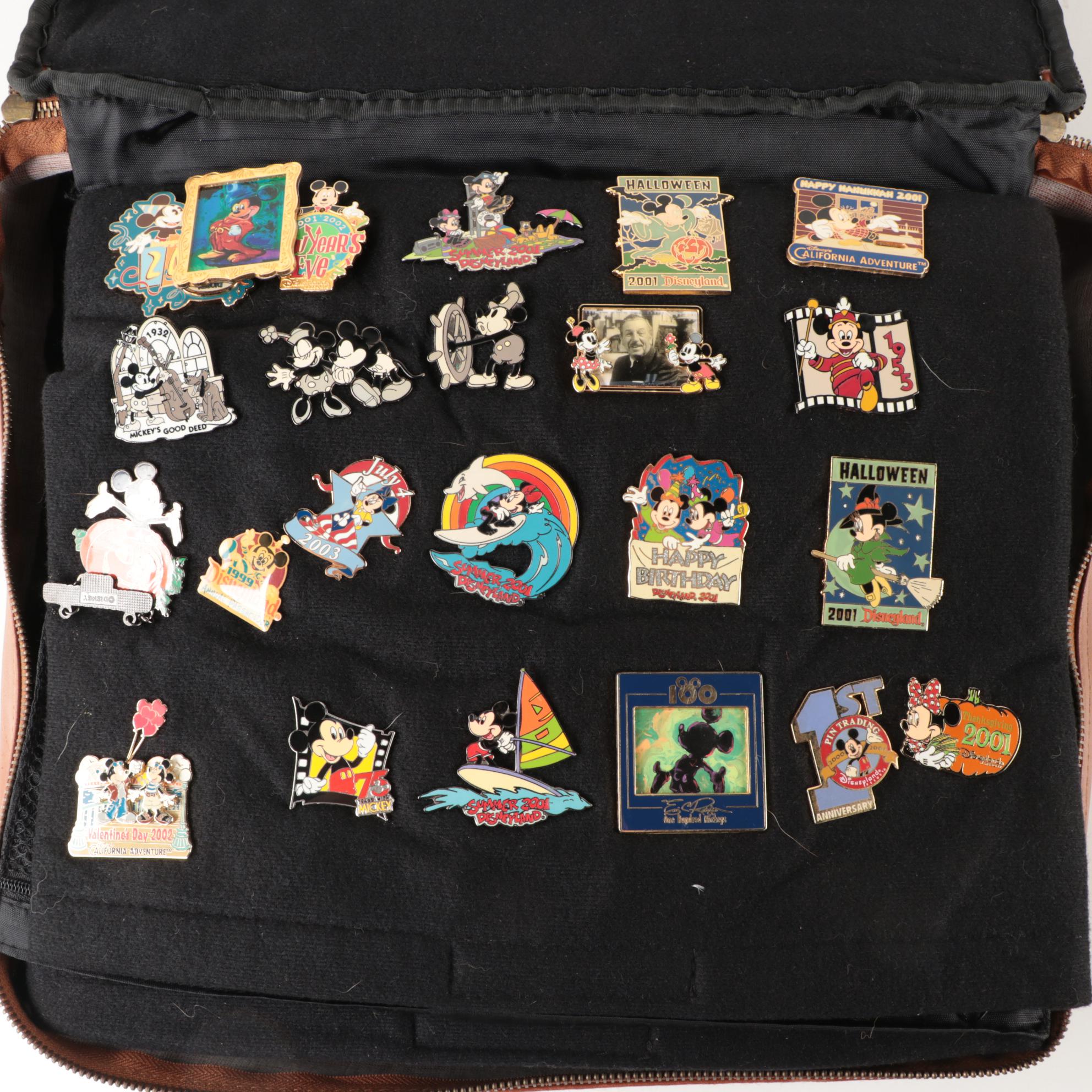 Disney Character Pinbacks Including Mickey, Winnie, Donald, Dumbo, and More