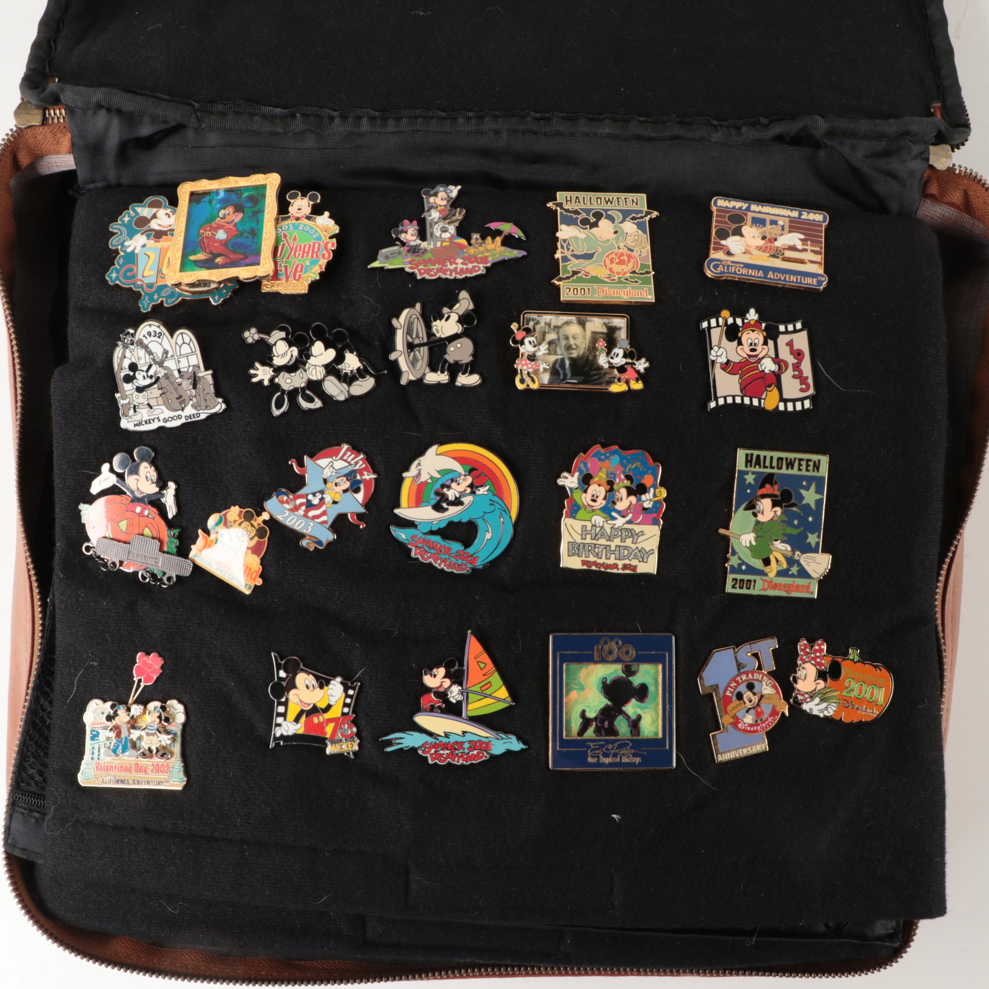 Disney Character Pinbacks Including Mickey, Winnie, Donald, Dumbo, and More