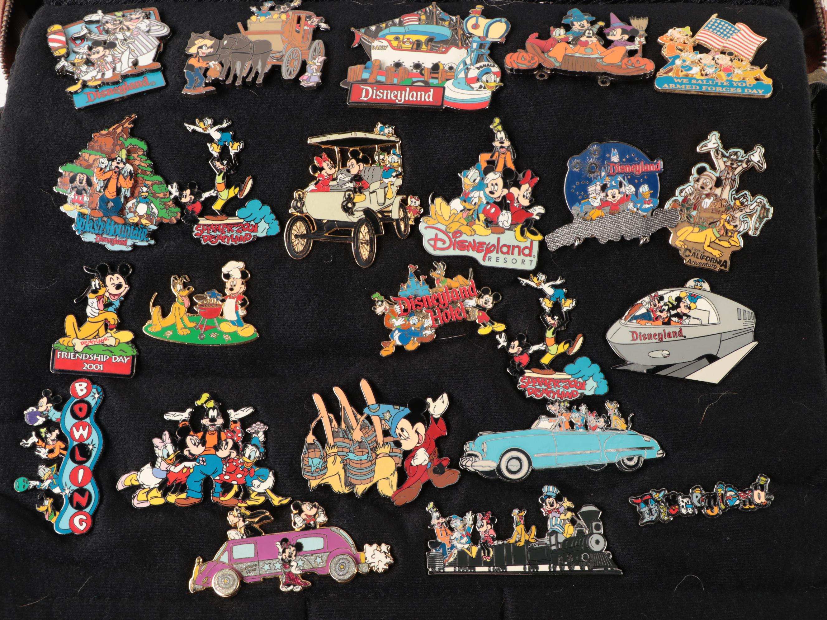 Disney Character Pinbacks Including Mickey, Winnie, Donald, Dumbo, and More