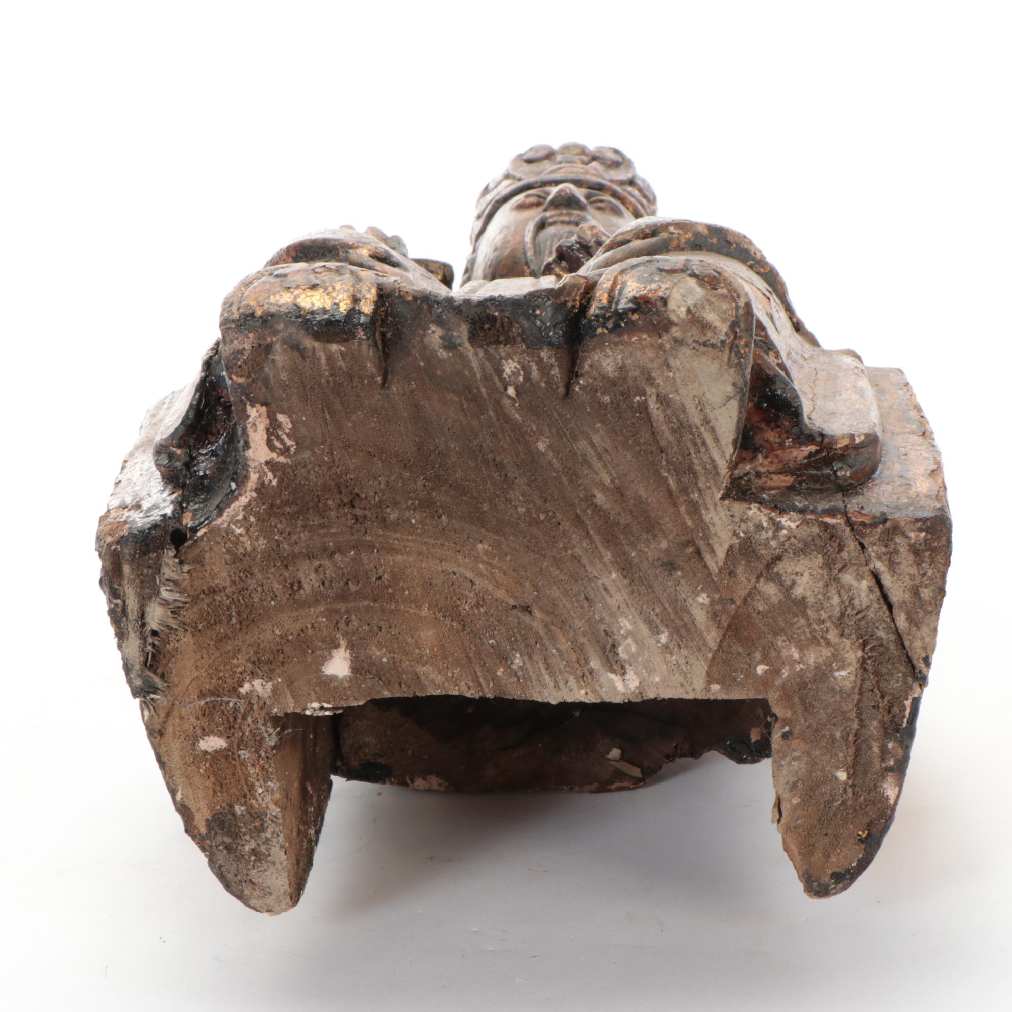 Chinese Gilded Wood Luxing, God of Prosperity Sculpture