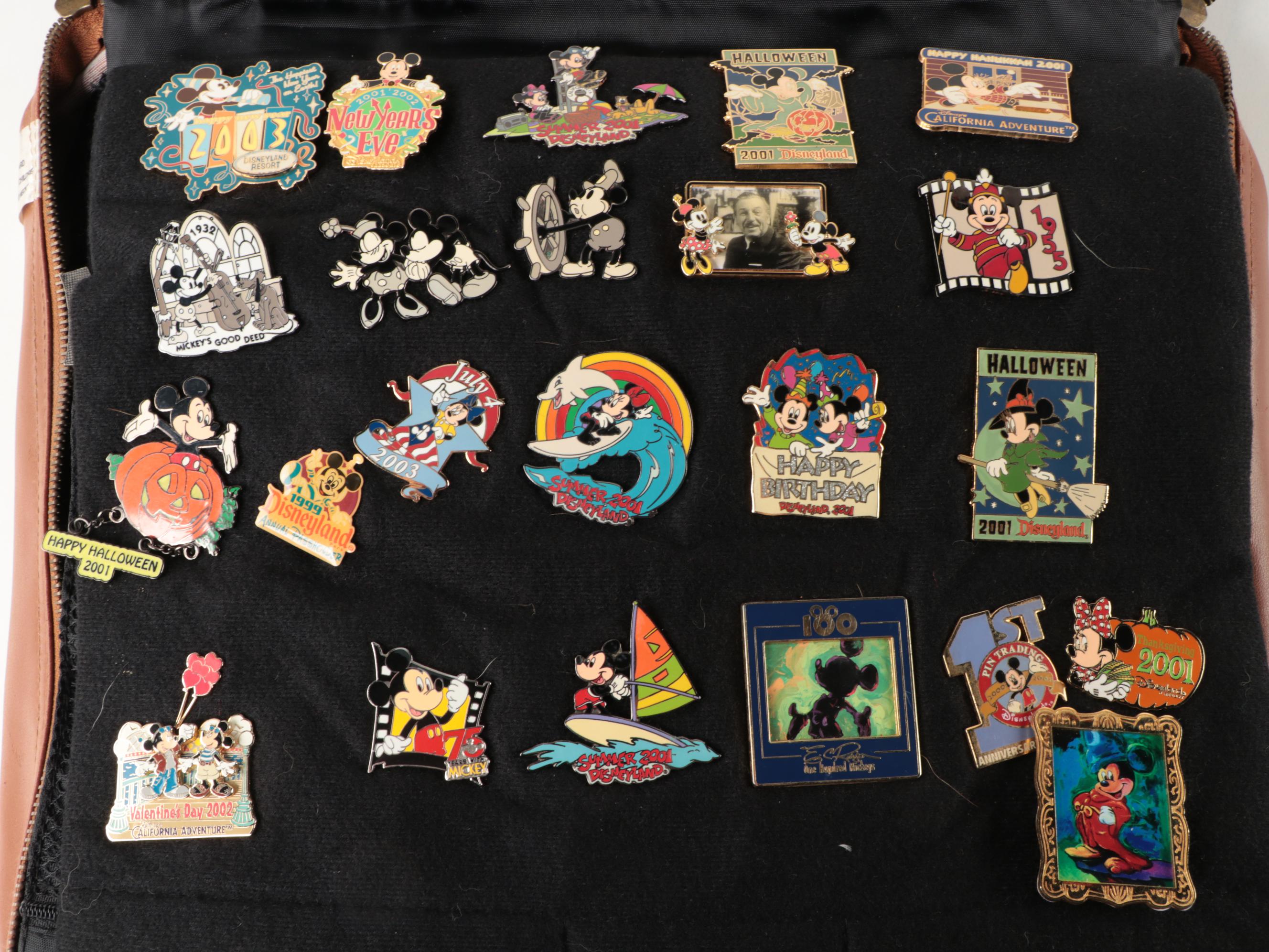 Disney Character Pinbacks Including Mickey, Winnie, Donald, Dumbo, and More