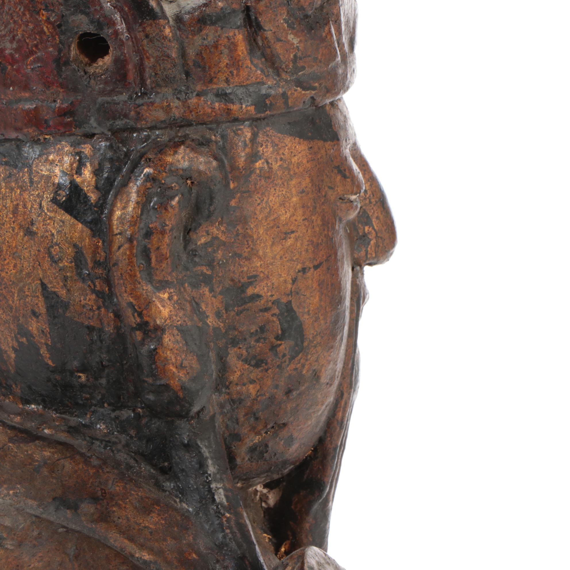 Chinese Gilded Wood Luxing, God of Prosperity Sculpture