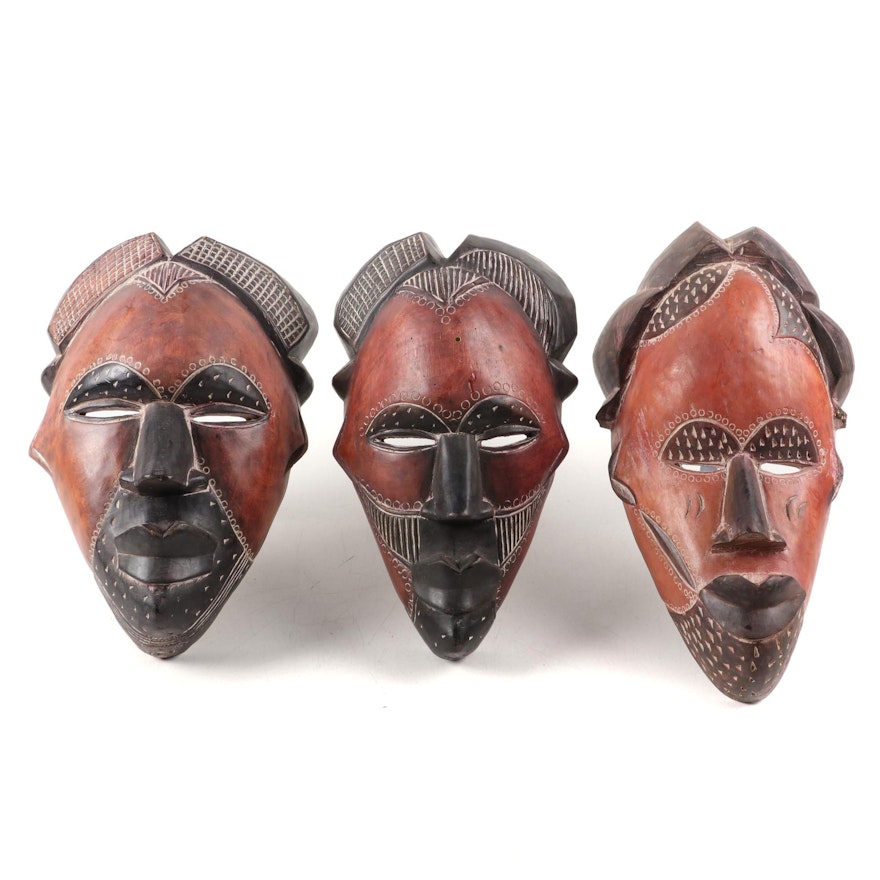 Tikar Style Polychrome Wood Masks, Cameroon