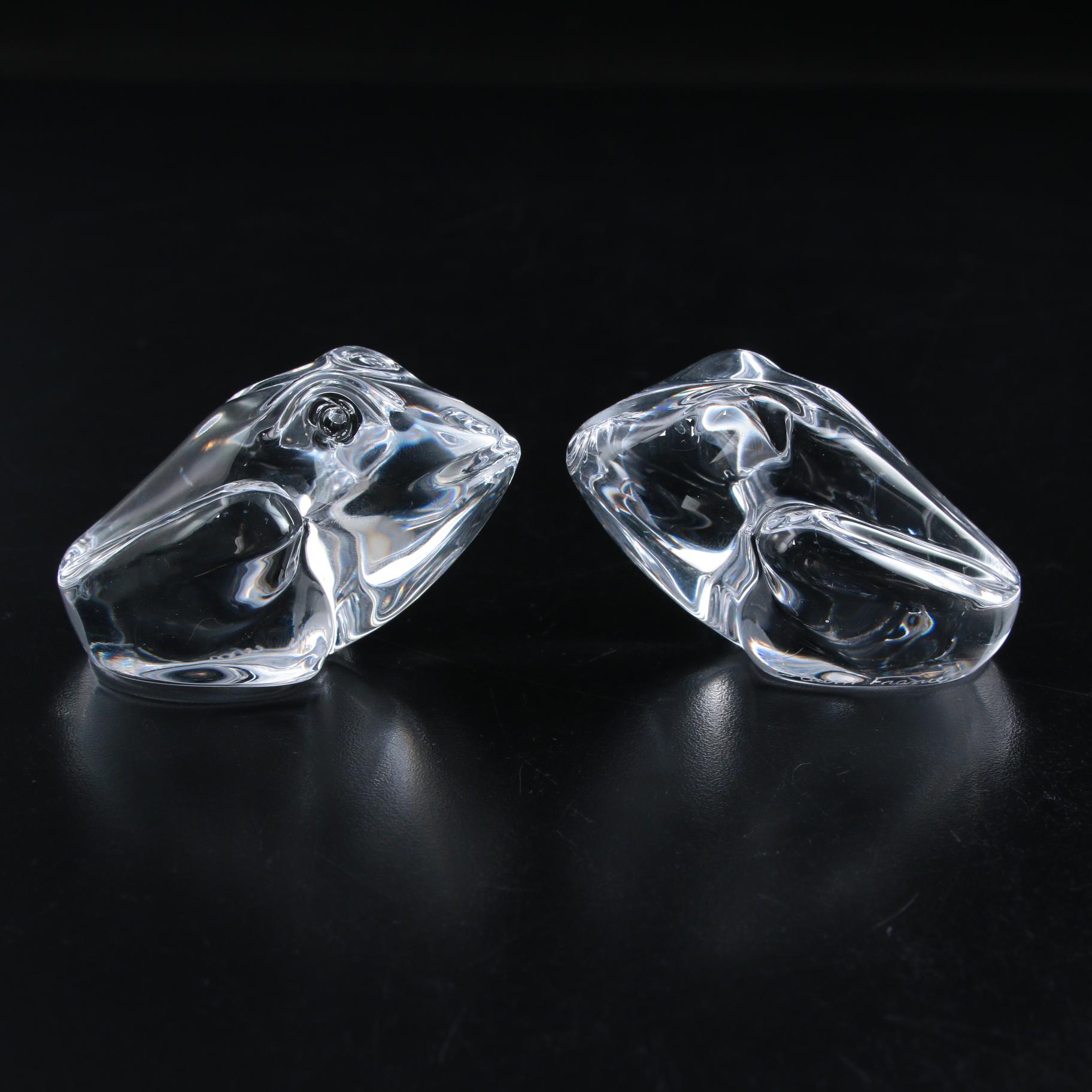 Daum Crystal Frog Figurines