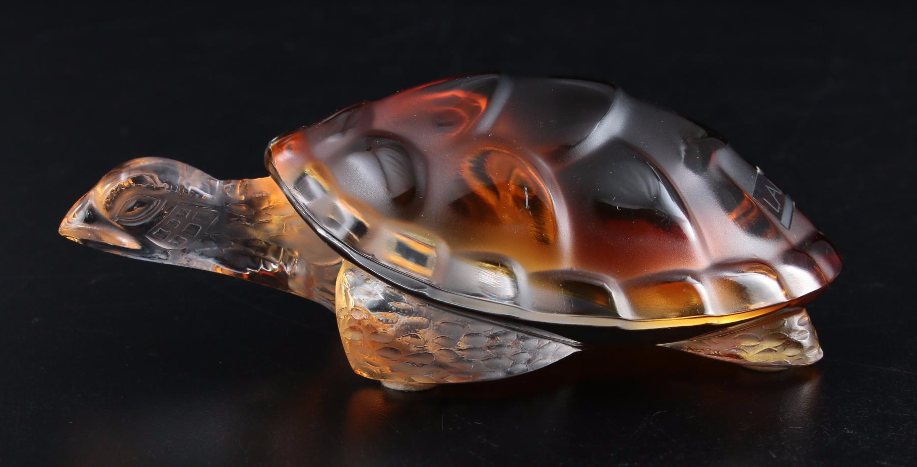 Lalique "Tortue Caroline" Amber Crystal Sea Turtle Figurine
