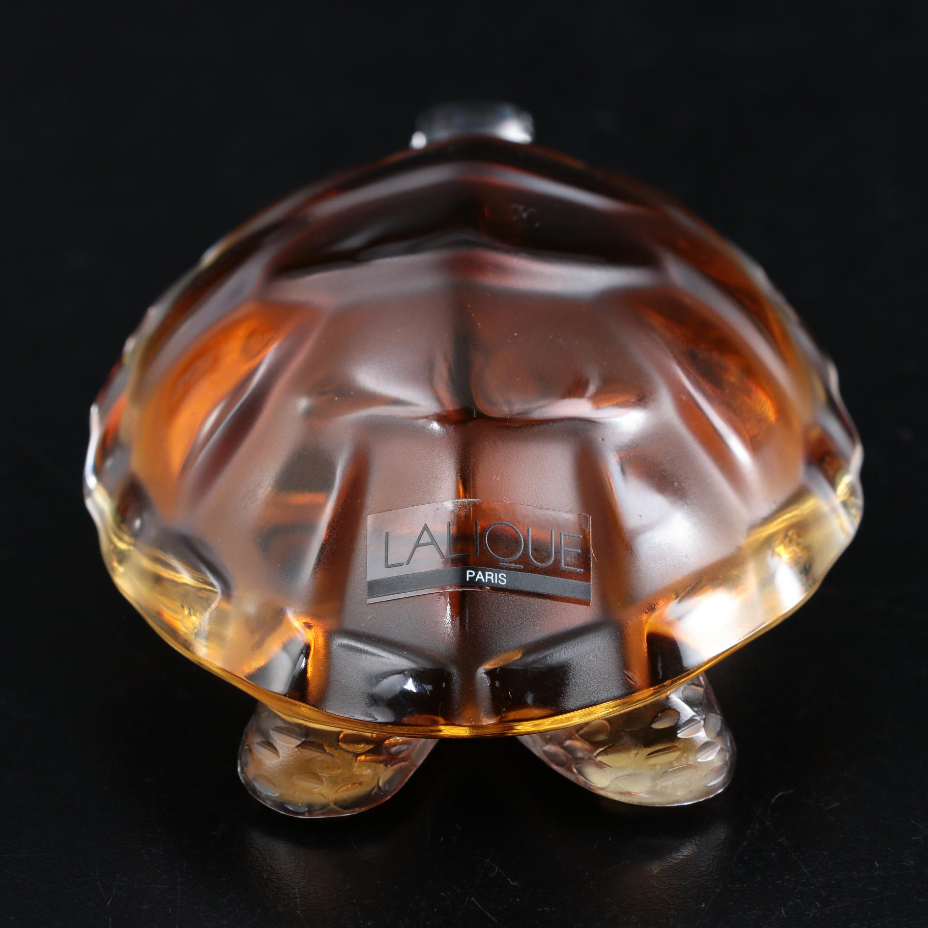 Lalique "Tortue Caroline" Amber Crystal Sea Turtle Figurine