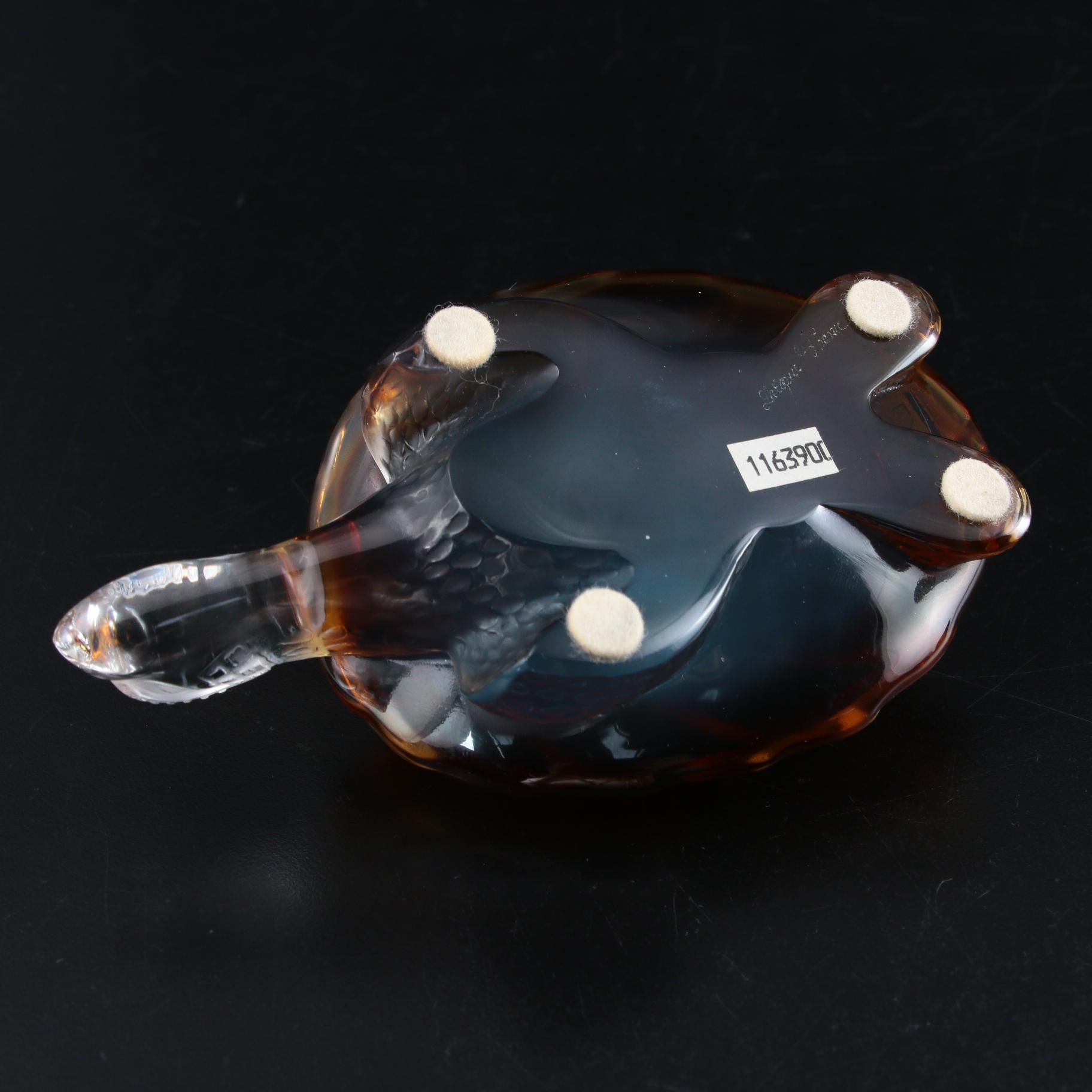 Lalique "Tortue Caroline" Amber Crystal Sea Turtle Figurine