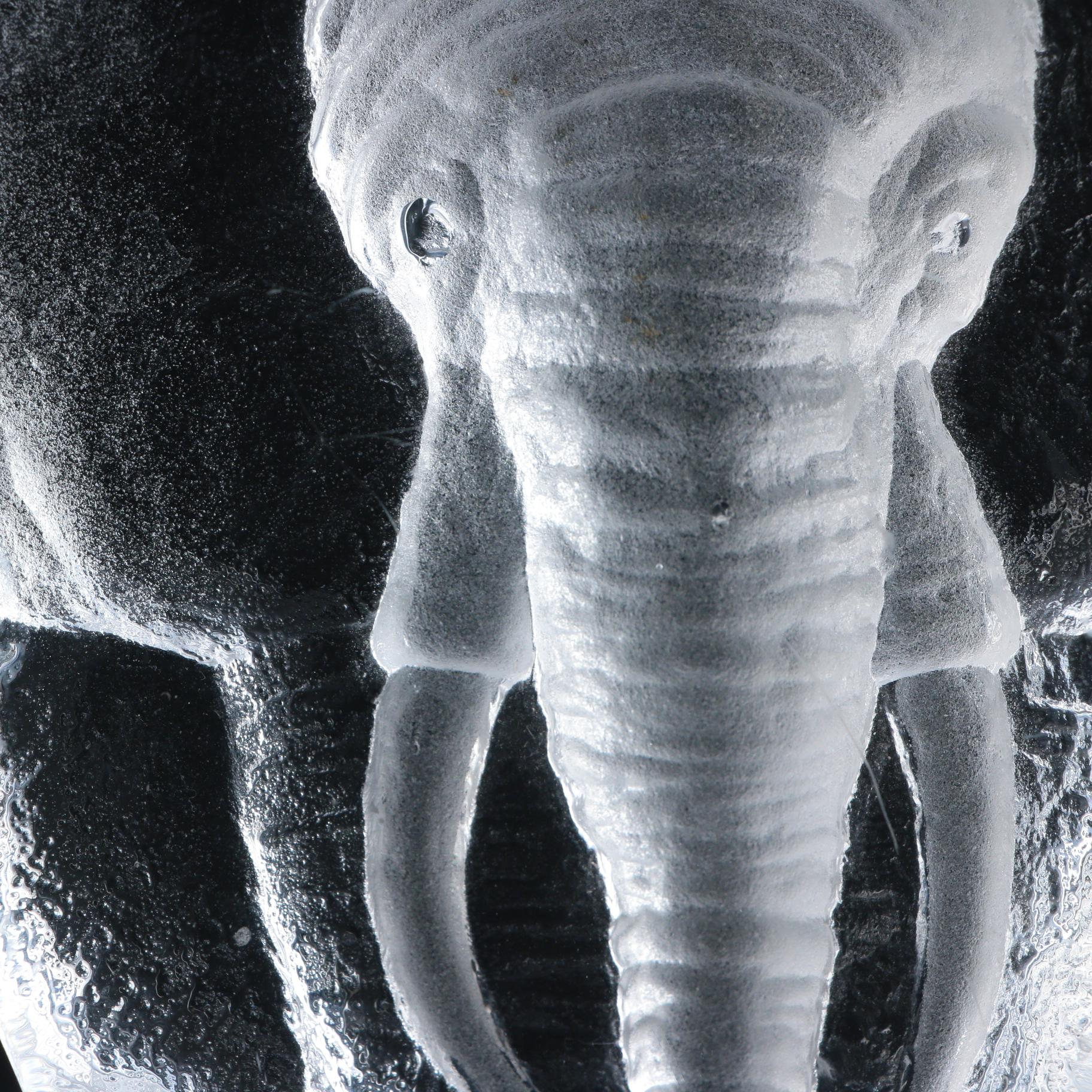 Mats Jonasson Frosted Crystal Elephant Figurine