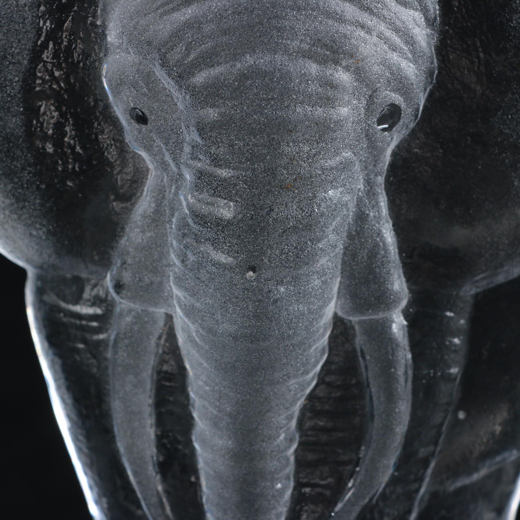 Mats Jonasson Frosted Crystal Elephant Figurine