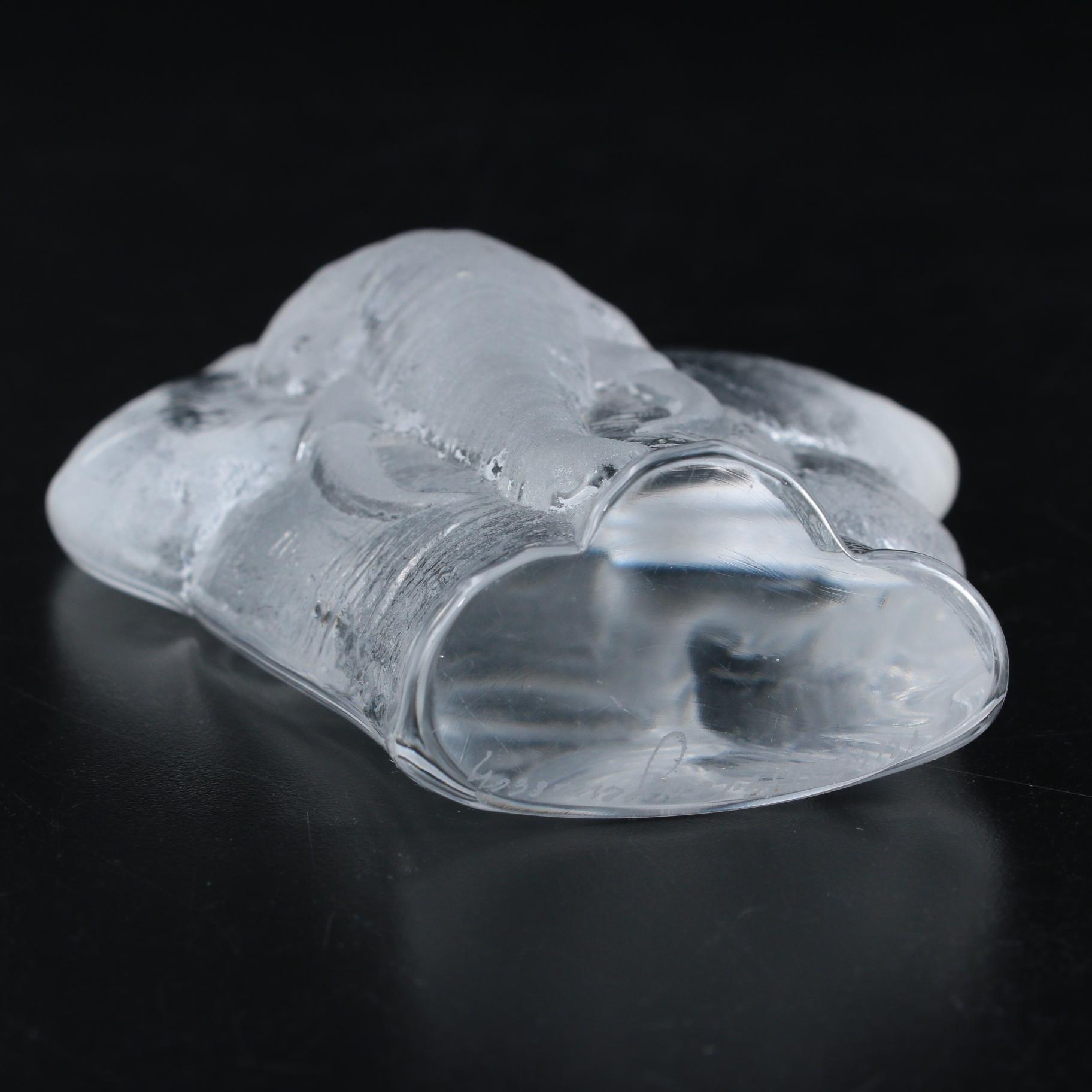 Mats Jonasson Frosted Crystal Elephant Figurine