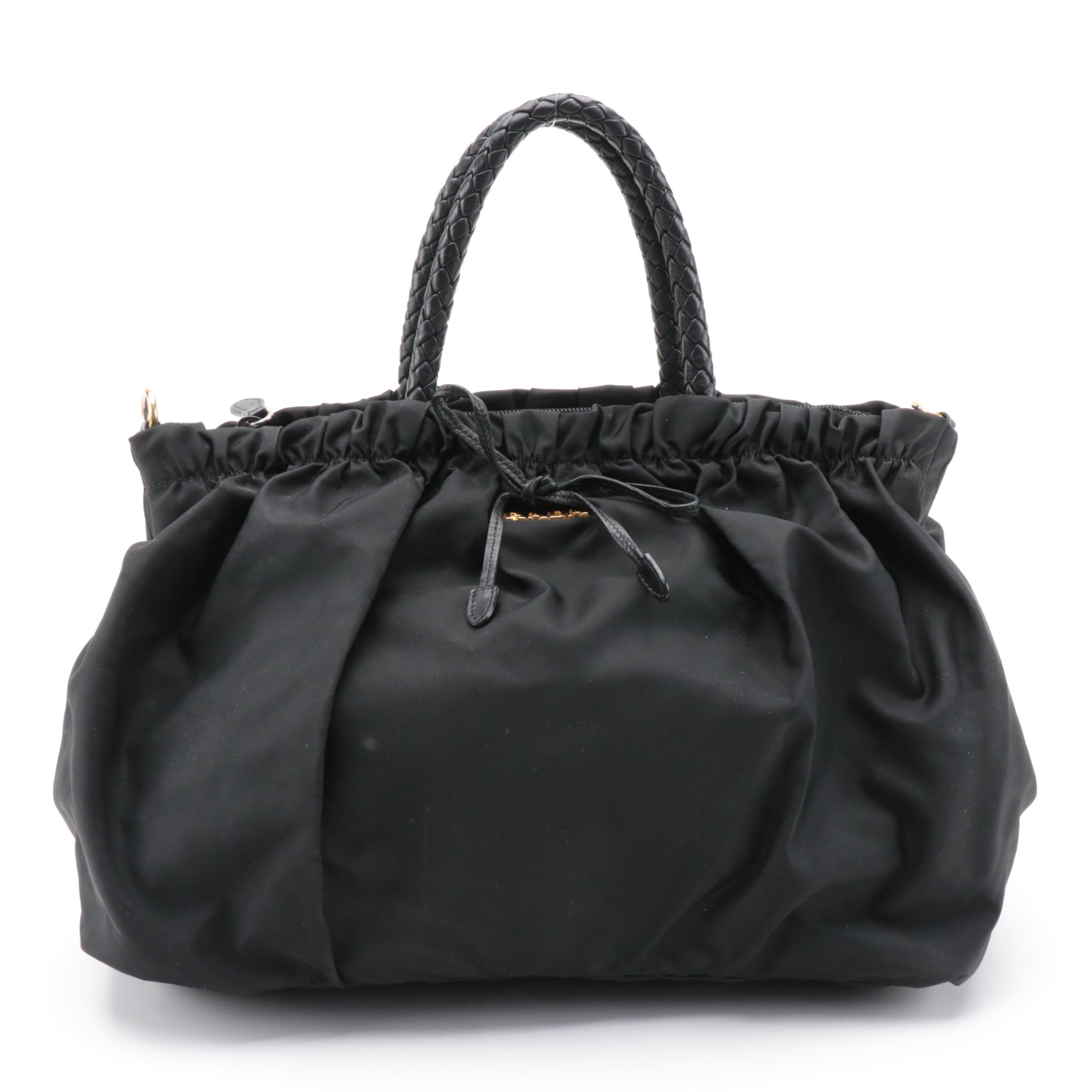 Prada Bauletto Bow Two-Way Bag BN1845 in Tessuto Nylon with Leather Trim