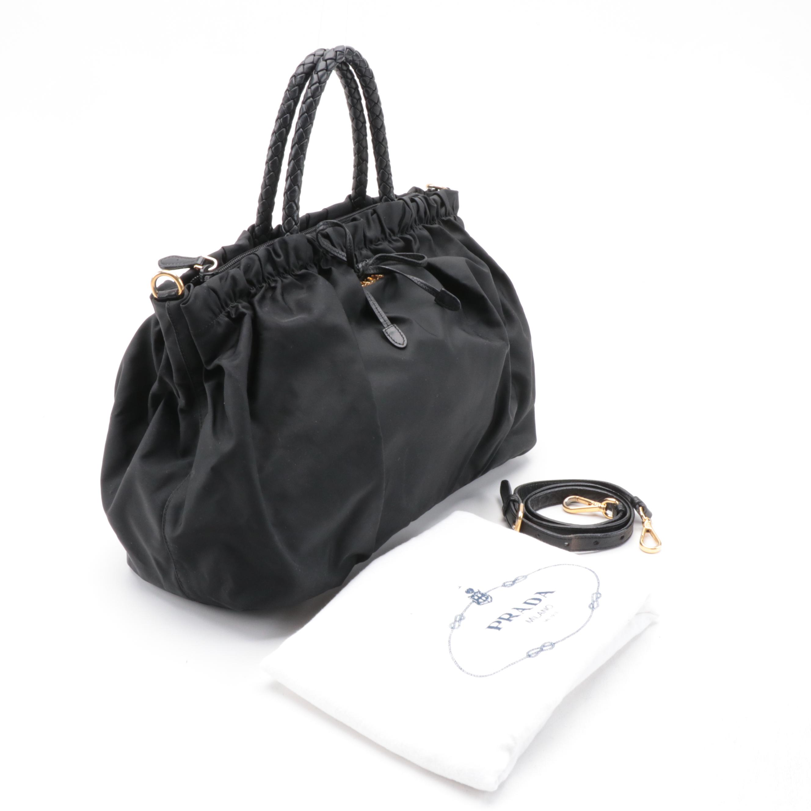 Prada Bauletto Bow Two-Way Bag BN1845 in Tessuto Nylon with Leather Trim