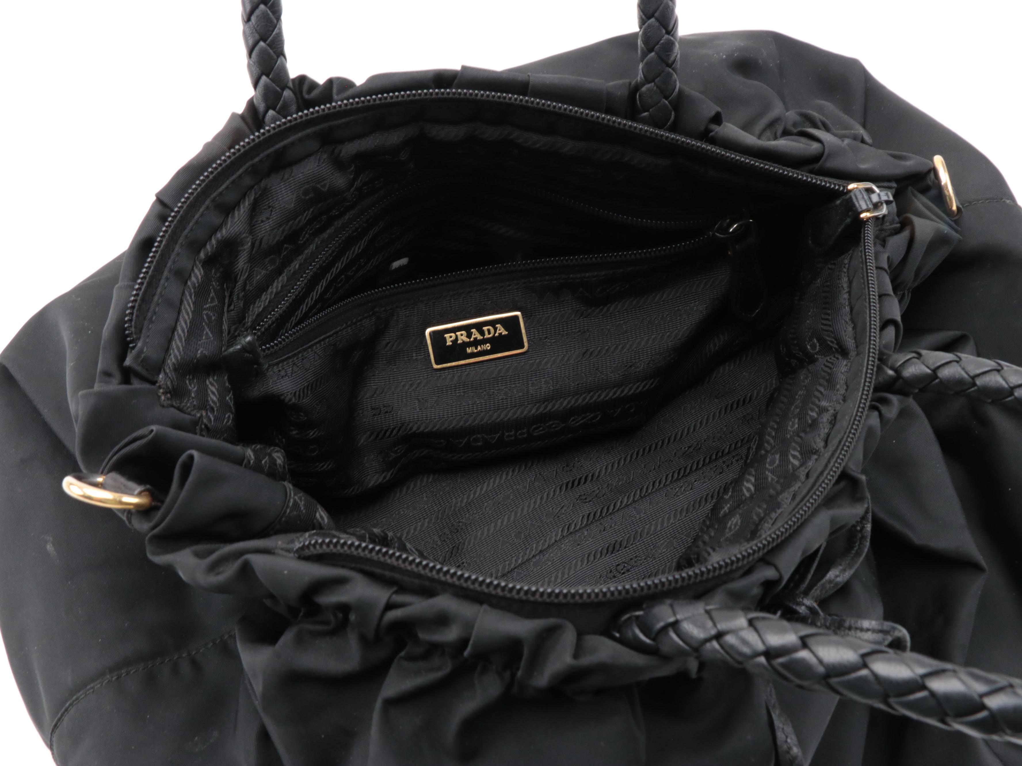 Prada Bauletto Bow Two-Way Bag BN1845 in Tessuto Nylon with Leather Trim