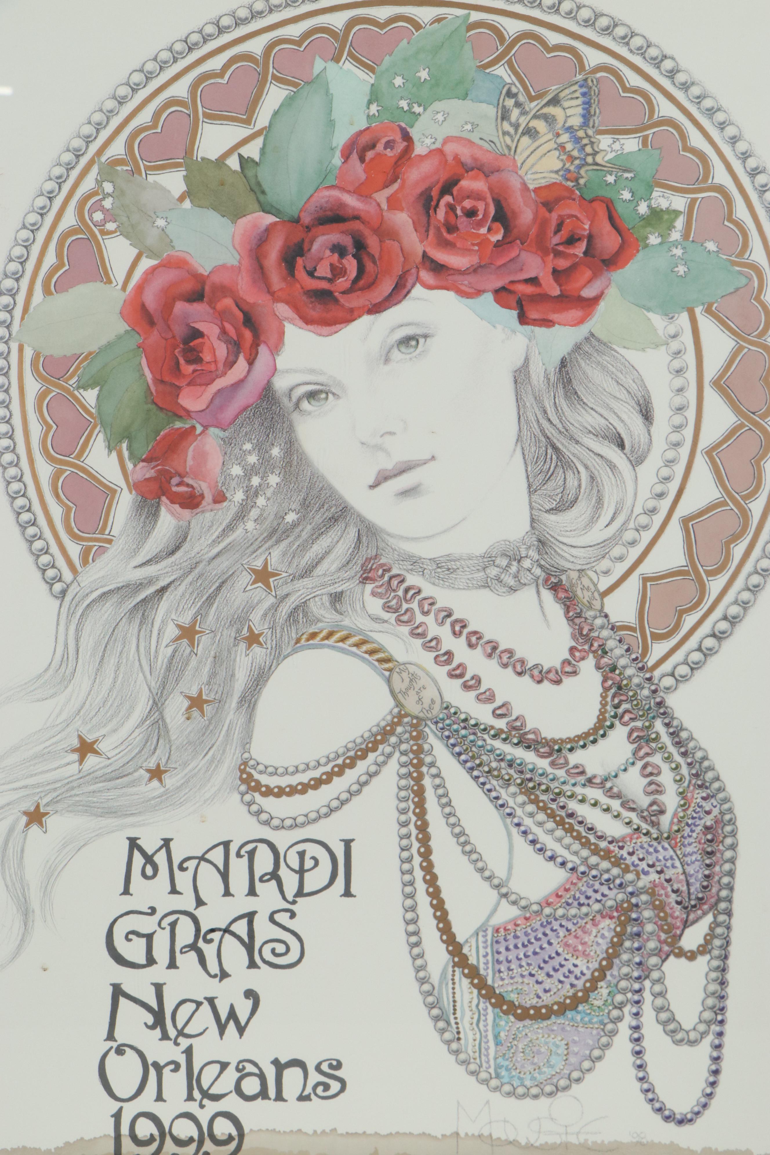 Offset Lithograph after Mousie "Mardi Gras Valentine," 21st Century