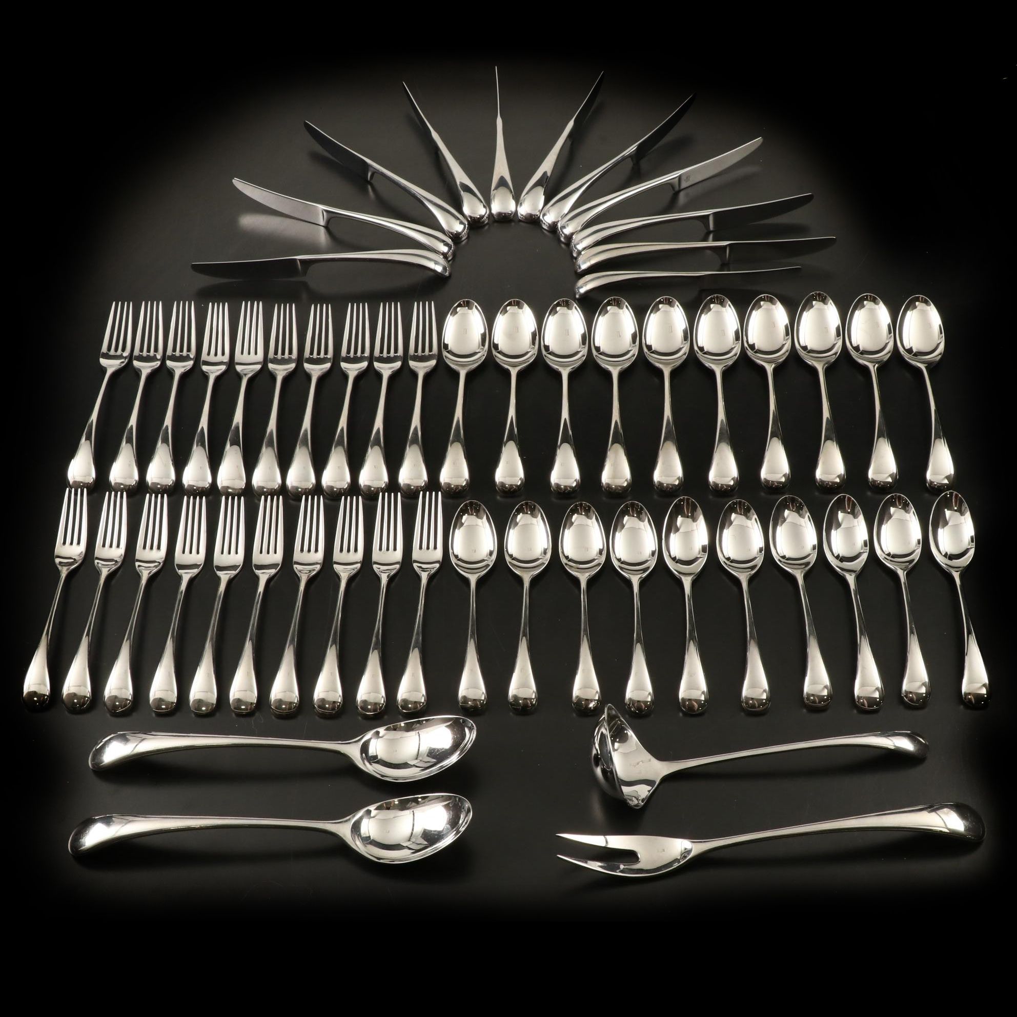 Dansk "Torun" Mid Century Modern Stainless Steel Flatware Set for Ten