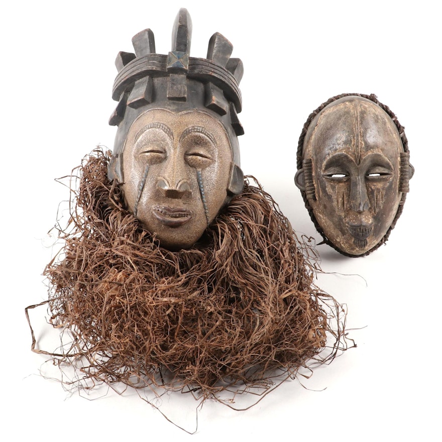 Igbo and Idoma Style Handcrafted Wood Masks, West Africa