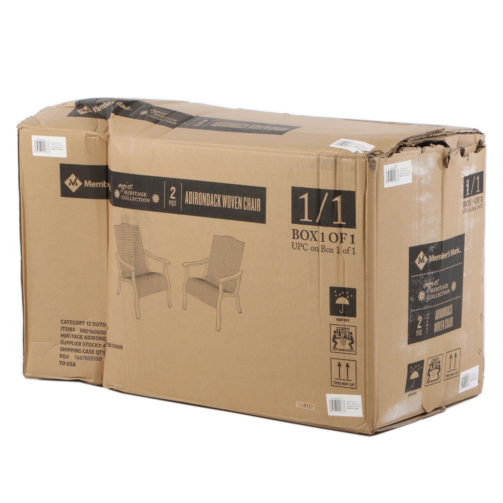 Pair of Member's Mark "Agio Heritage Collection" Woven Adirondack Chairs