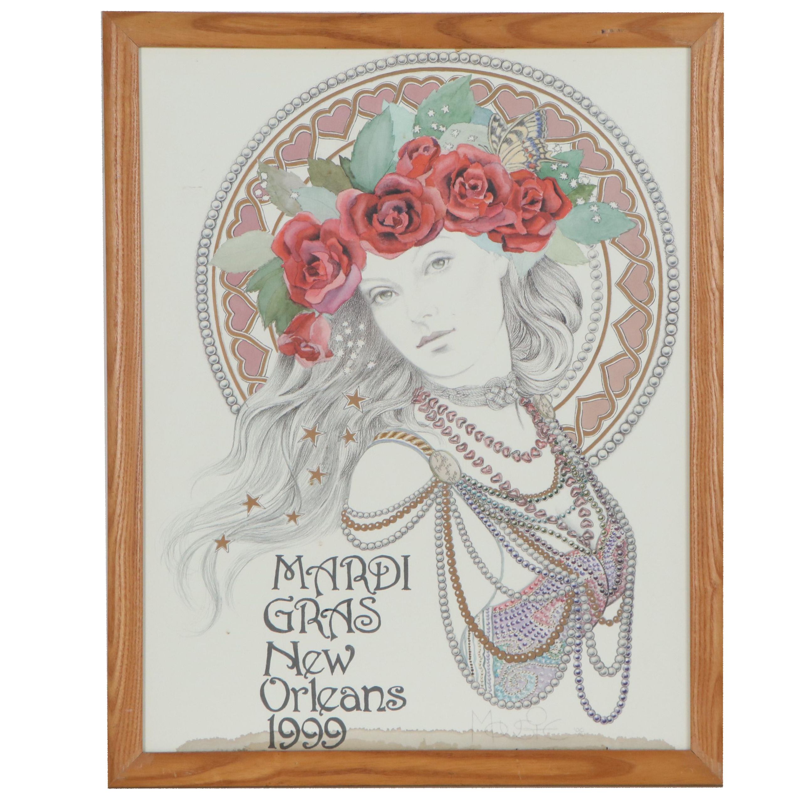 Offset Lithograph after Mousie "Mardi Gras Valentine," 21st Century