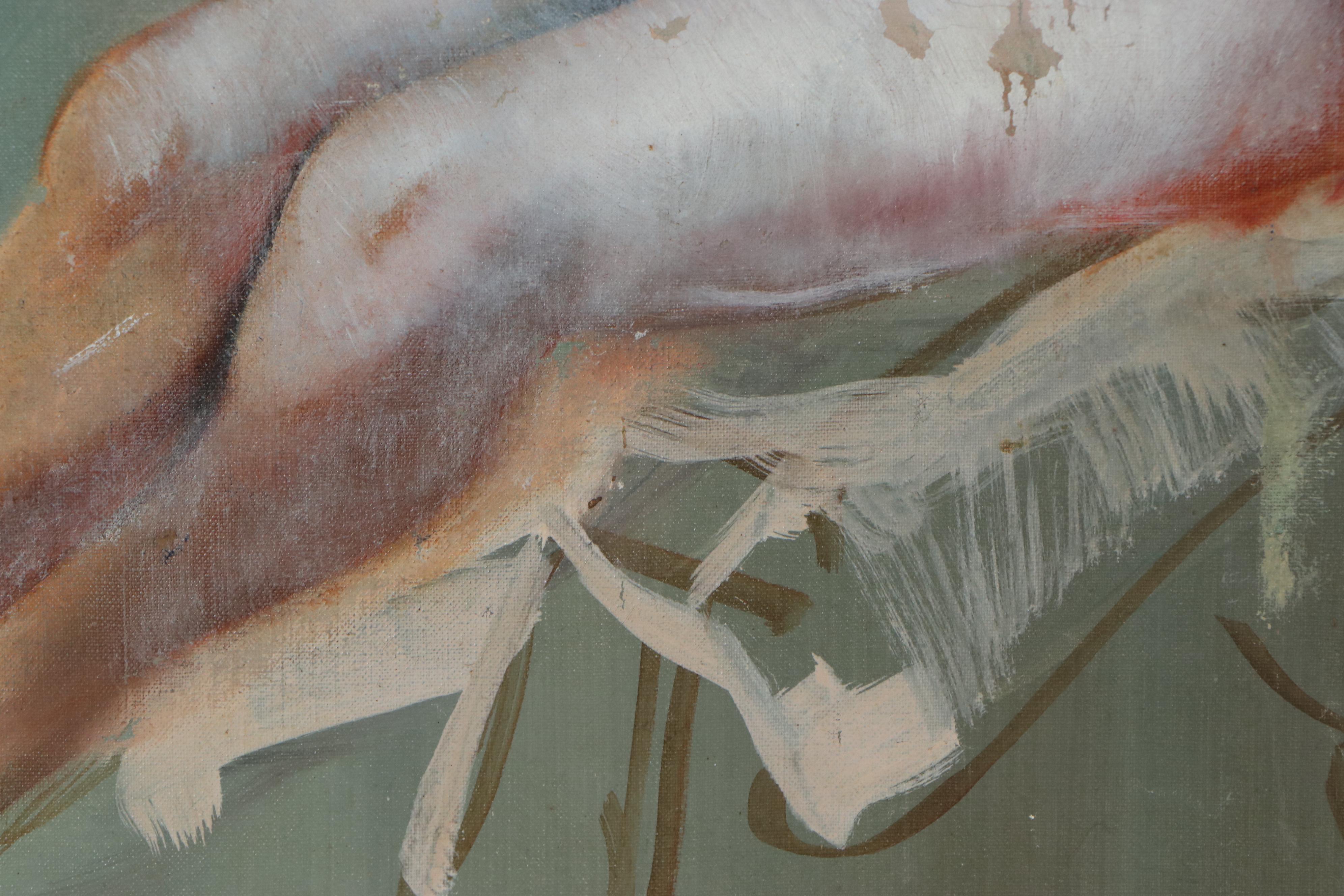 Ruby Stone Markham Oil Painting of Seated Nude, Early 20th Century