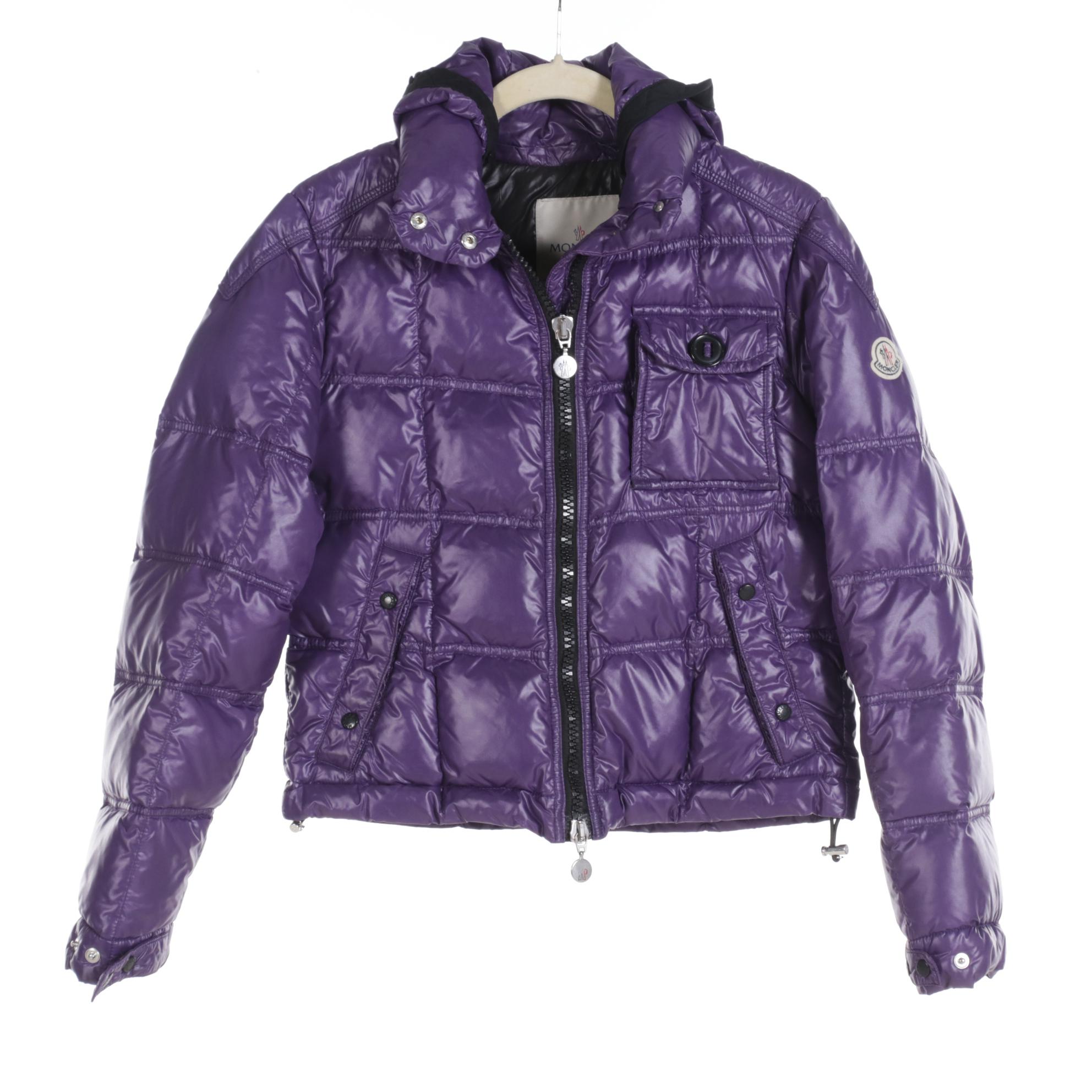 Moncler Down-Filled Parka in Purple Nylon
