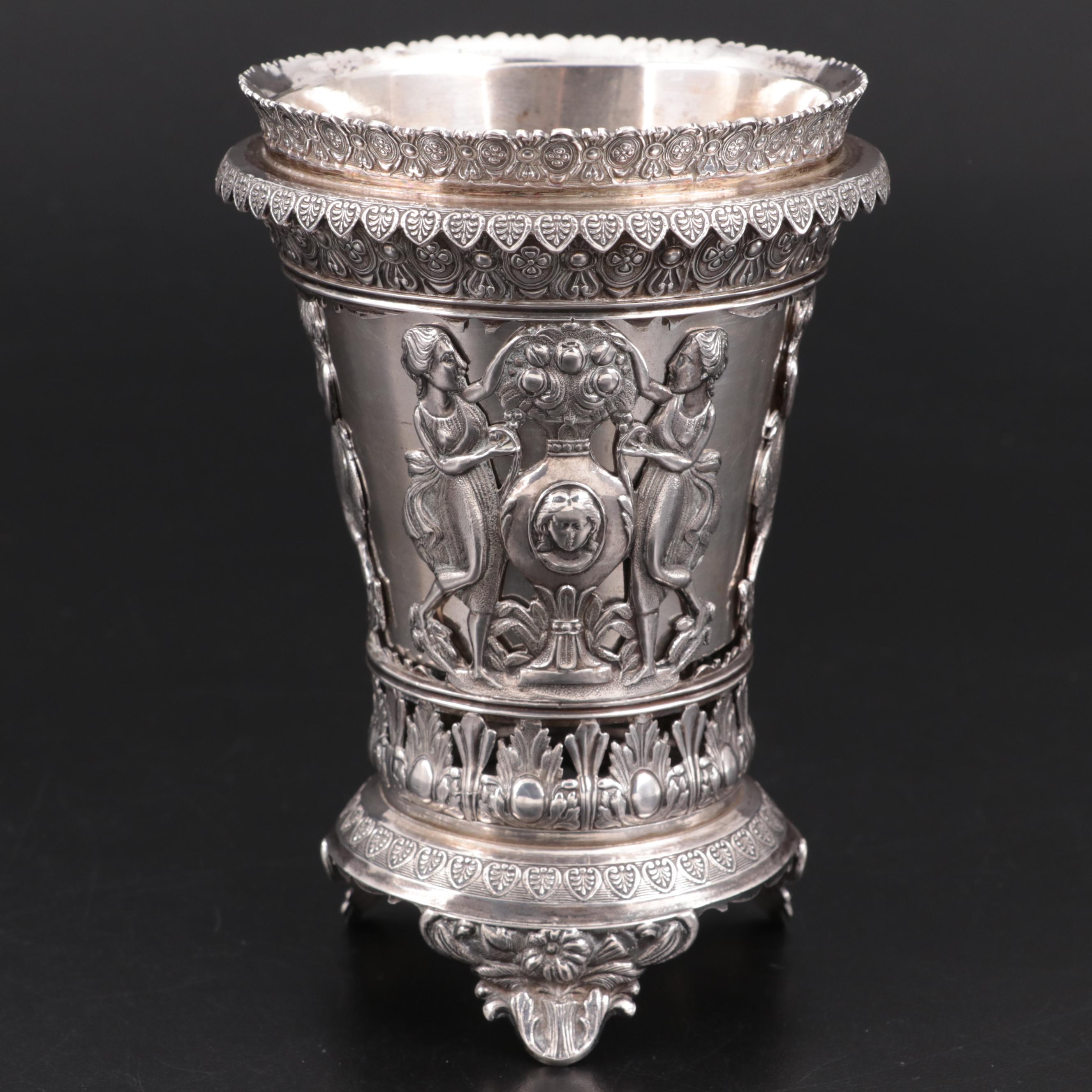 Neoclassical Revival C. Narik 900 and 860 Silver Footed Vase, 19th Century
