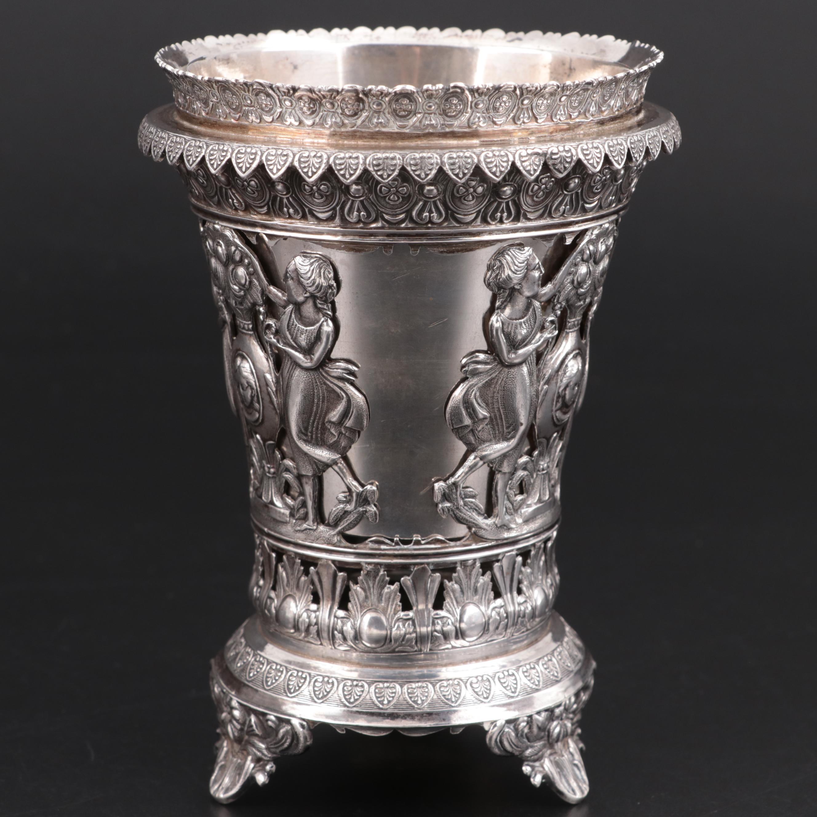 Neoclassical Revival C. Narik 900 and 860 Silver Footed Vase, 19th Century