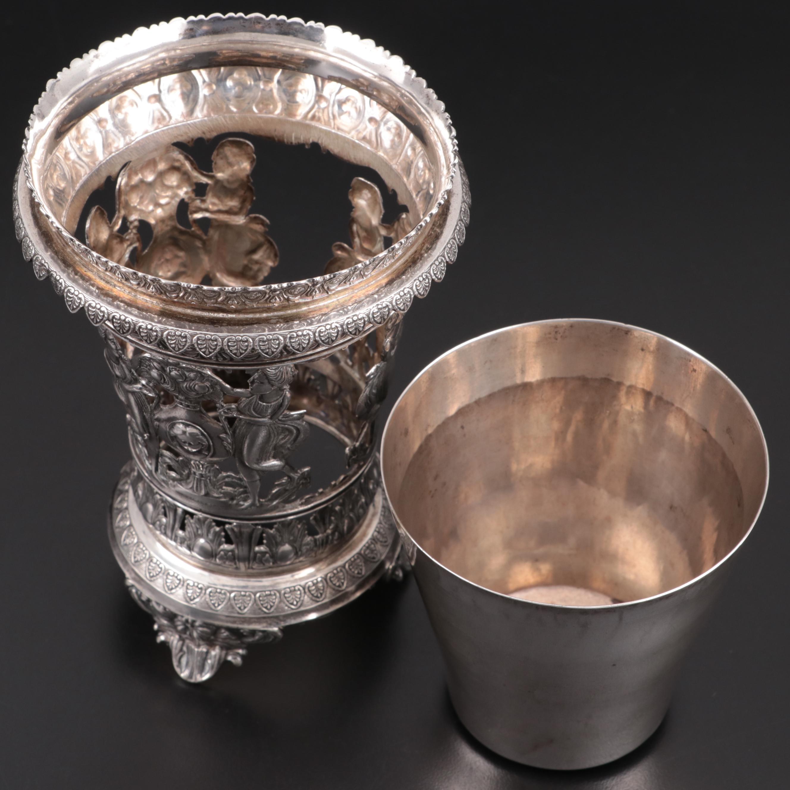 Neoclassical Revival C. Narik 900 and 860 Silver Footed Vase, 19th Century