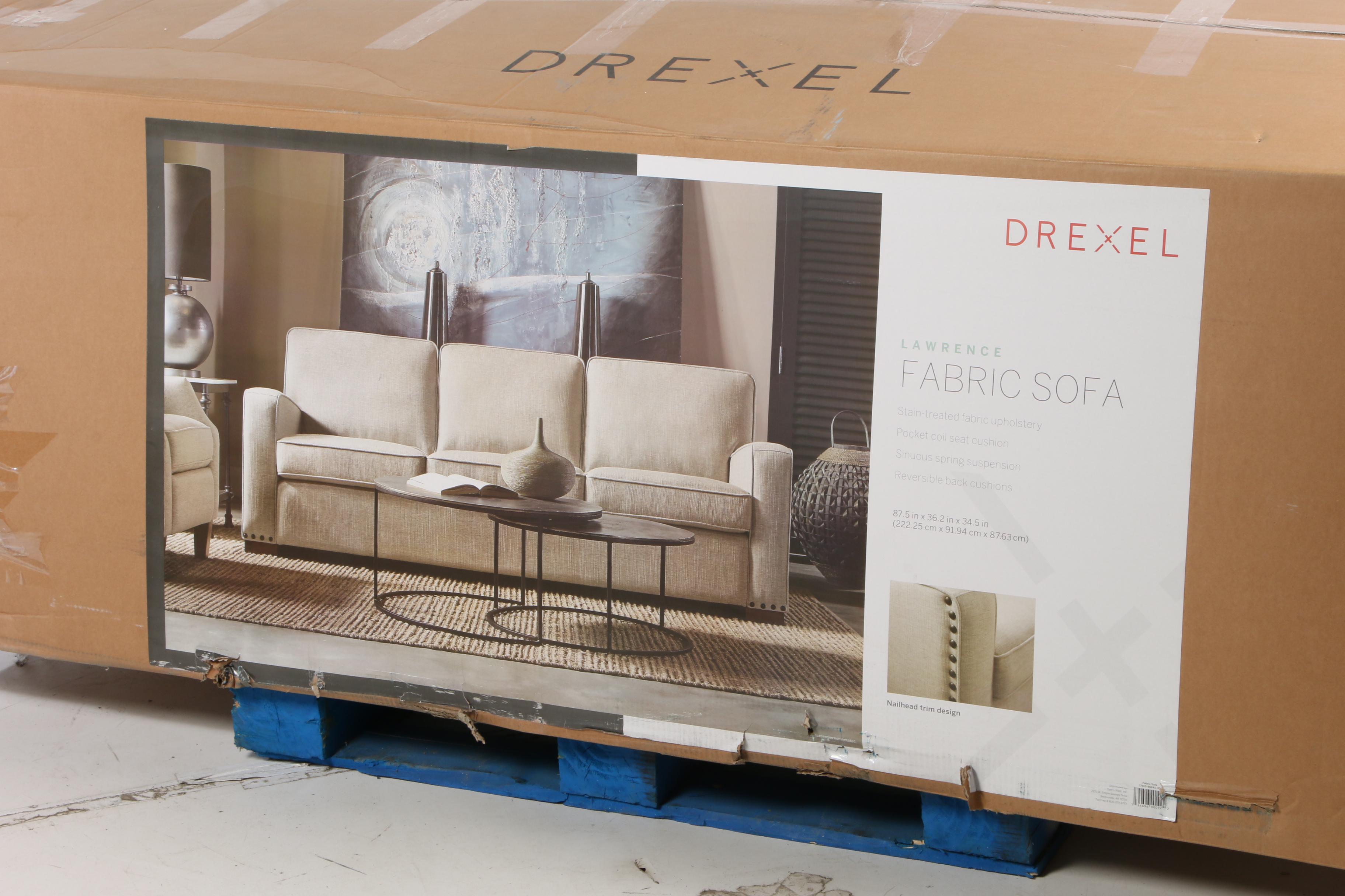 Drexel "Lawrence" Contemporary Upholstered Sofa with Nailhead Trim