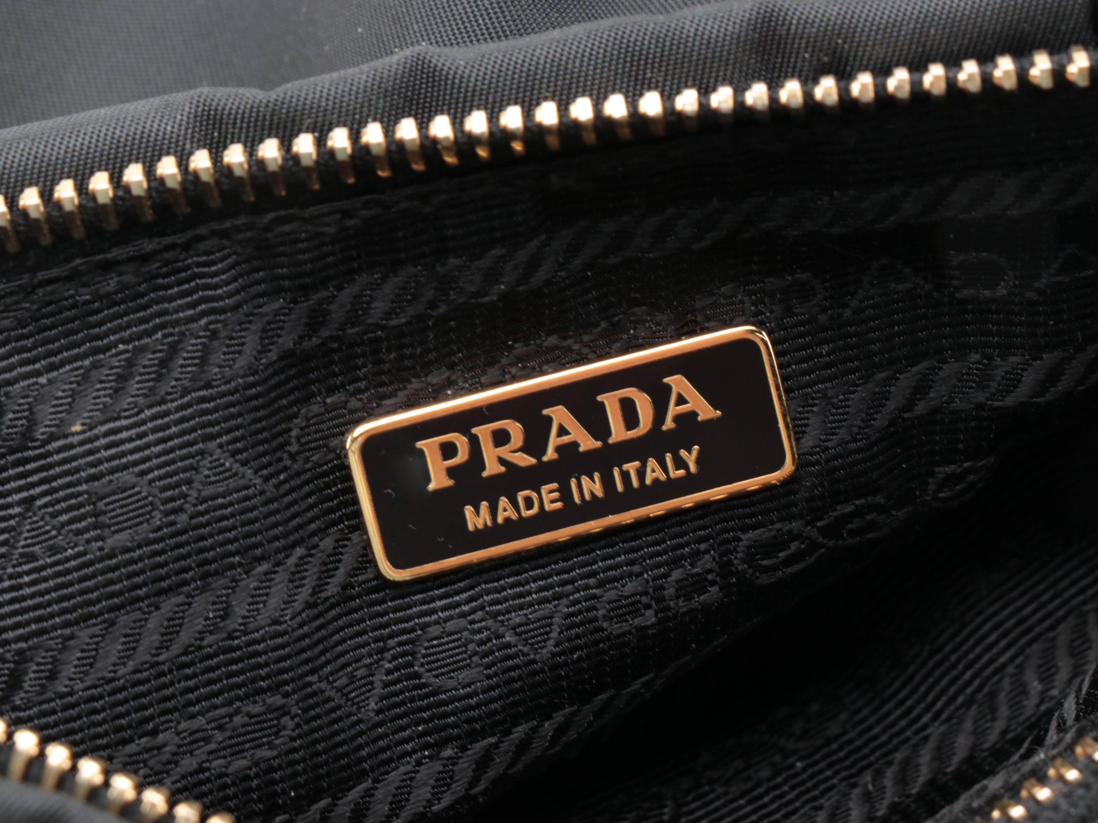Prada Black Pleated Tessuto Nylon Wristlet