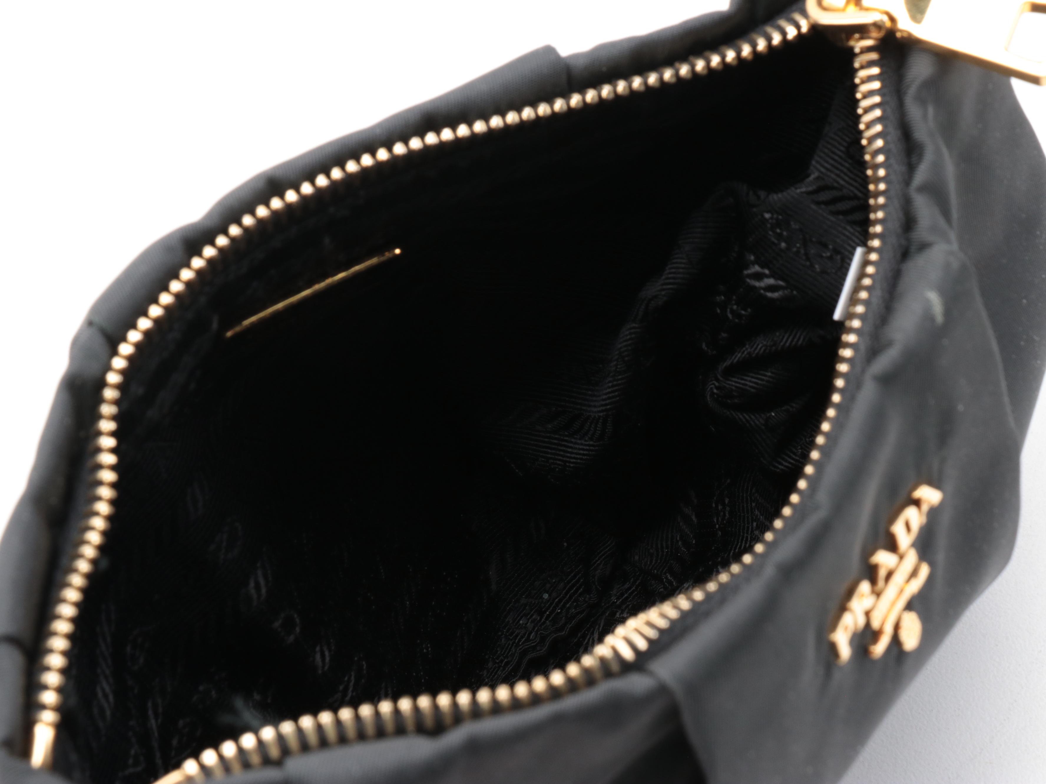 Prada Black Pleated Tessuto Nylon Wristlet