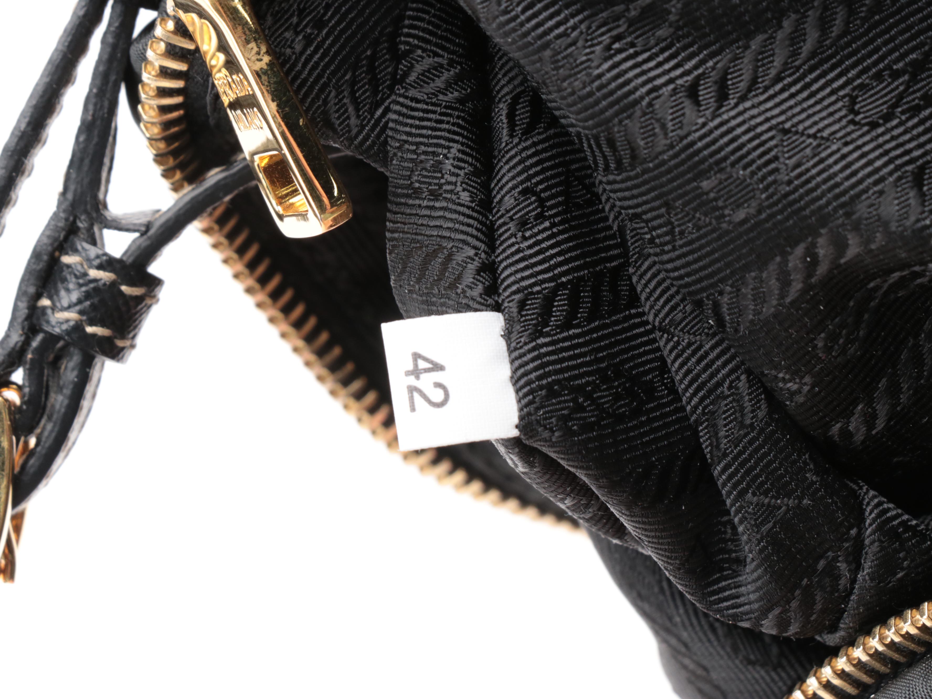 Prada Black Pleated Tessuto Nylon Wristlet