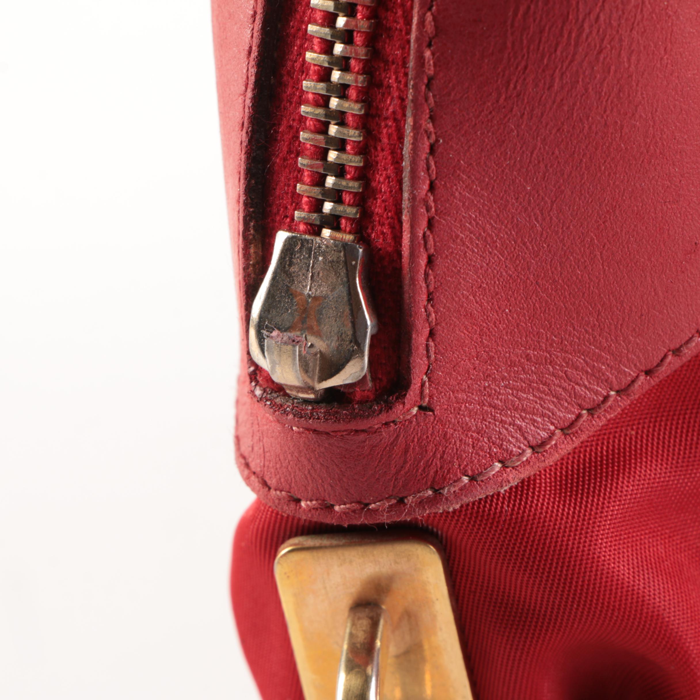 Prada Bowler Bag in Red Nylon and Leather