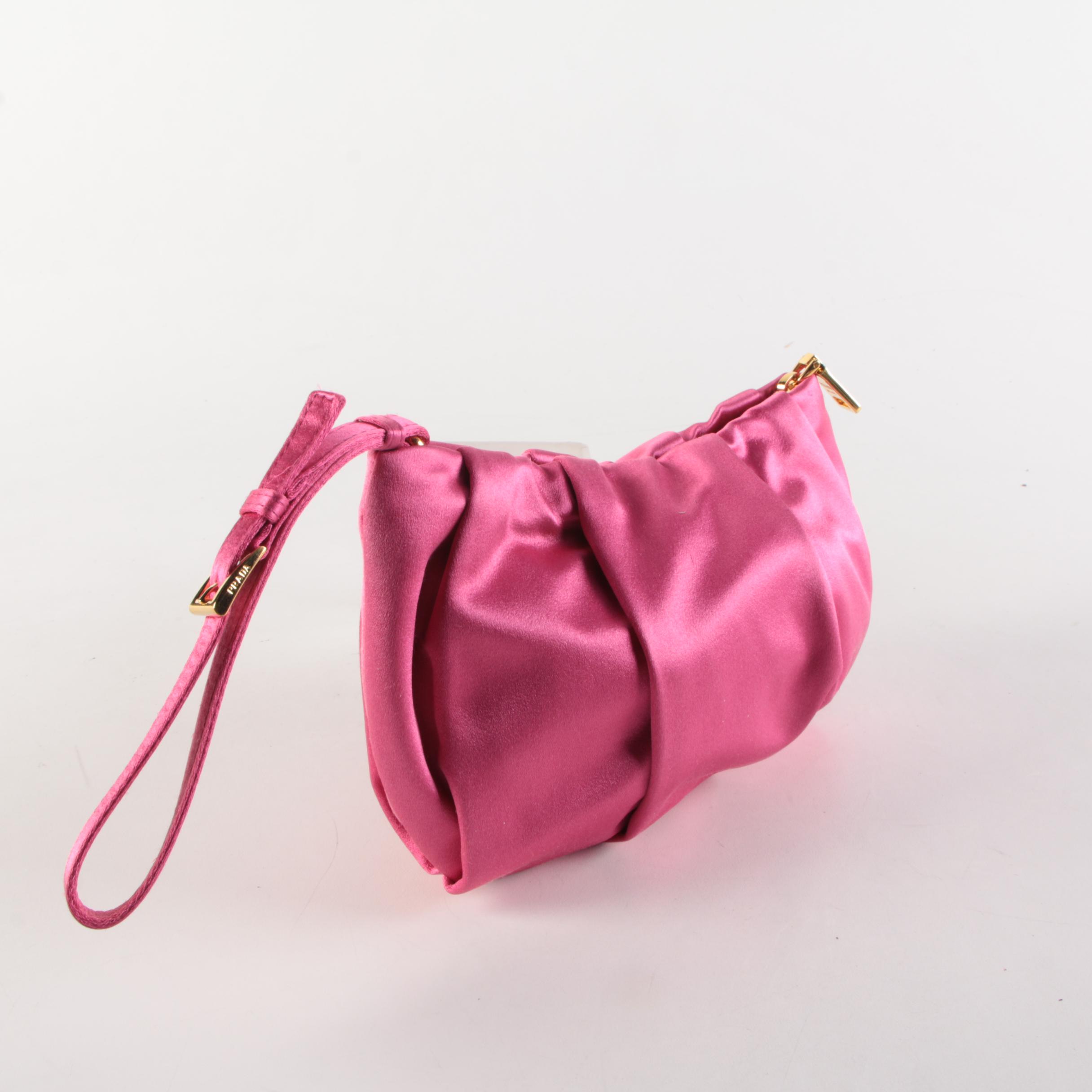Prada Fuxia Raso Wristlet Clutch Bag