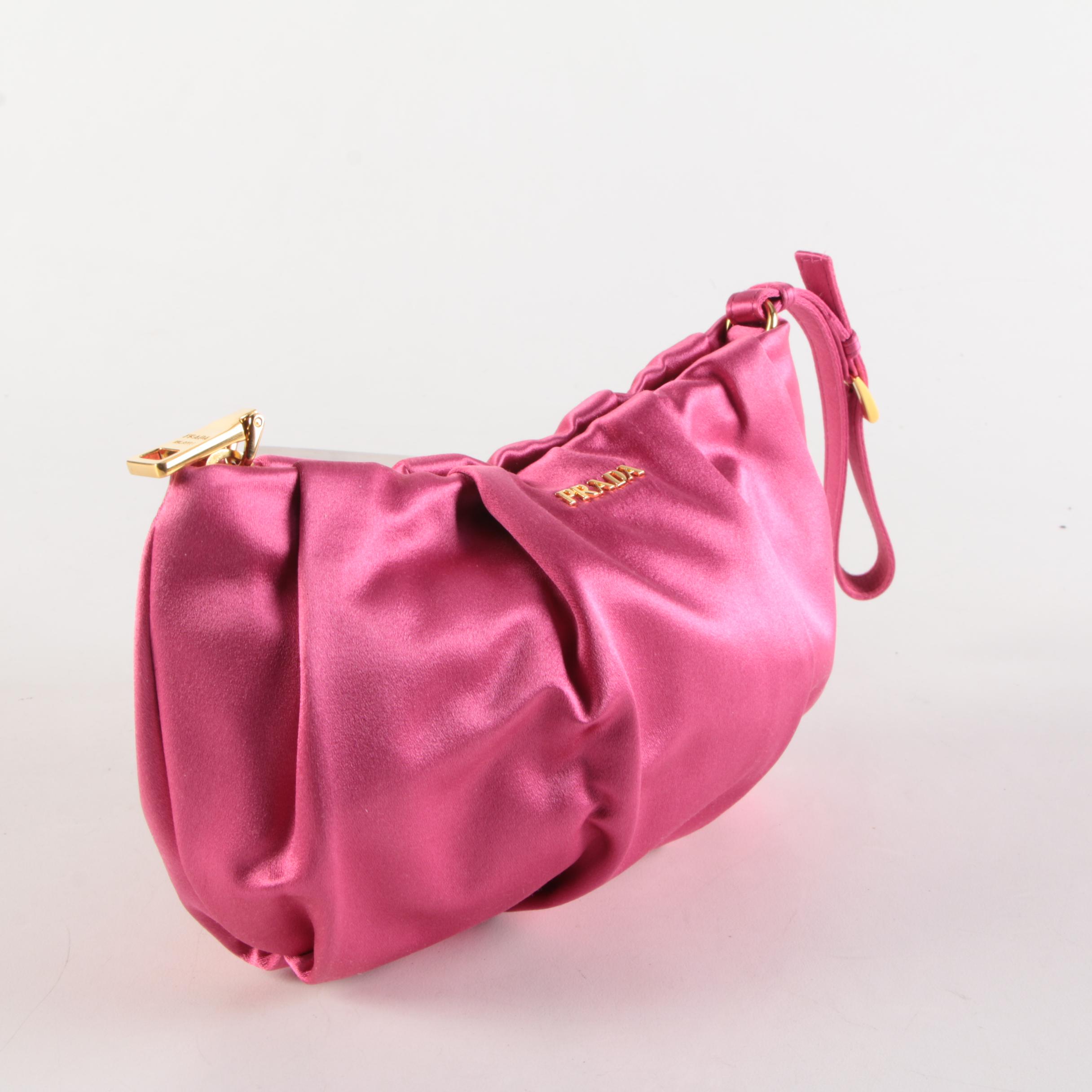 Prada Fuxia Raso Wristlet Clutch Bag