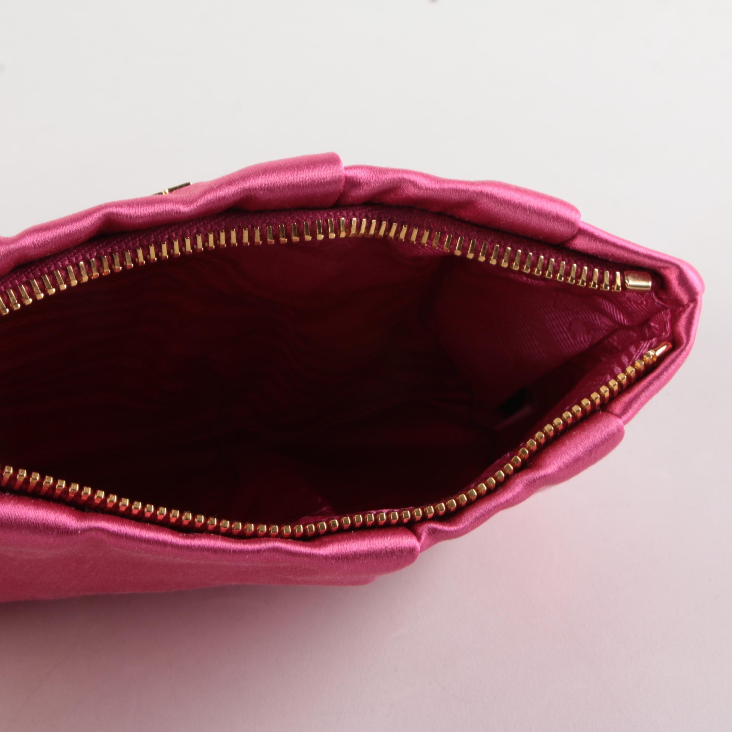 Prada Fuxia Raso Wristlet Clutch Bag