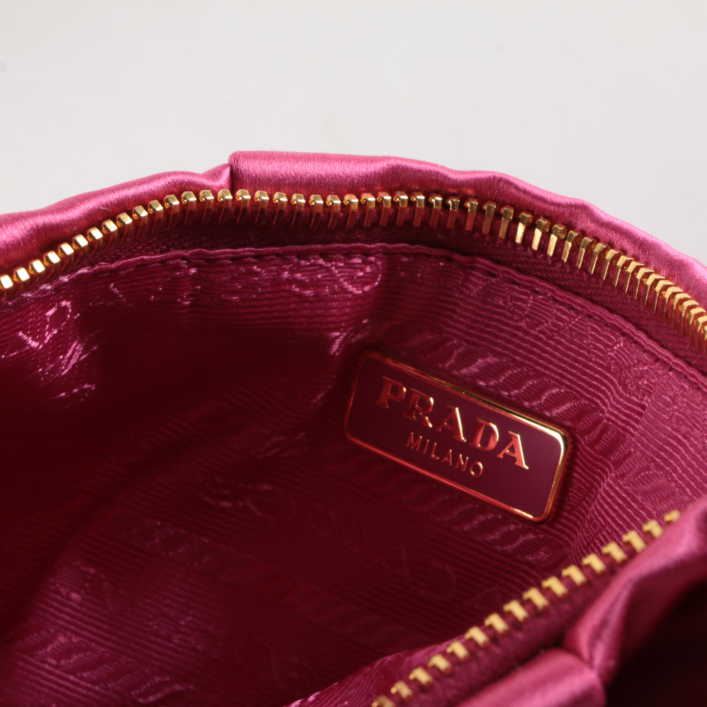 Prada Fuxia Raso Wristlet Clutch Bag