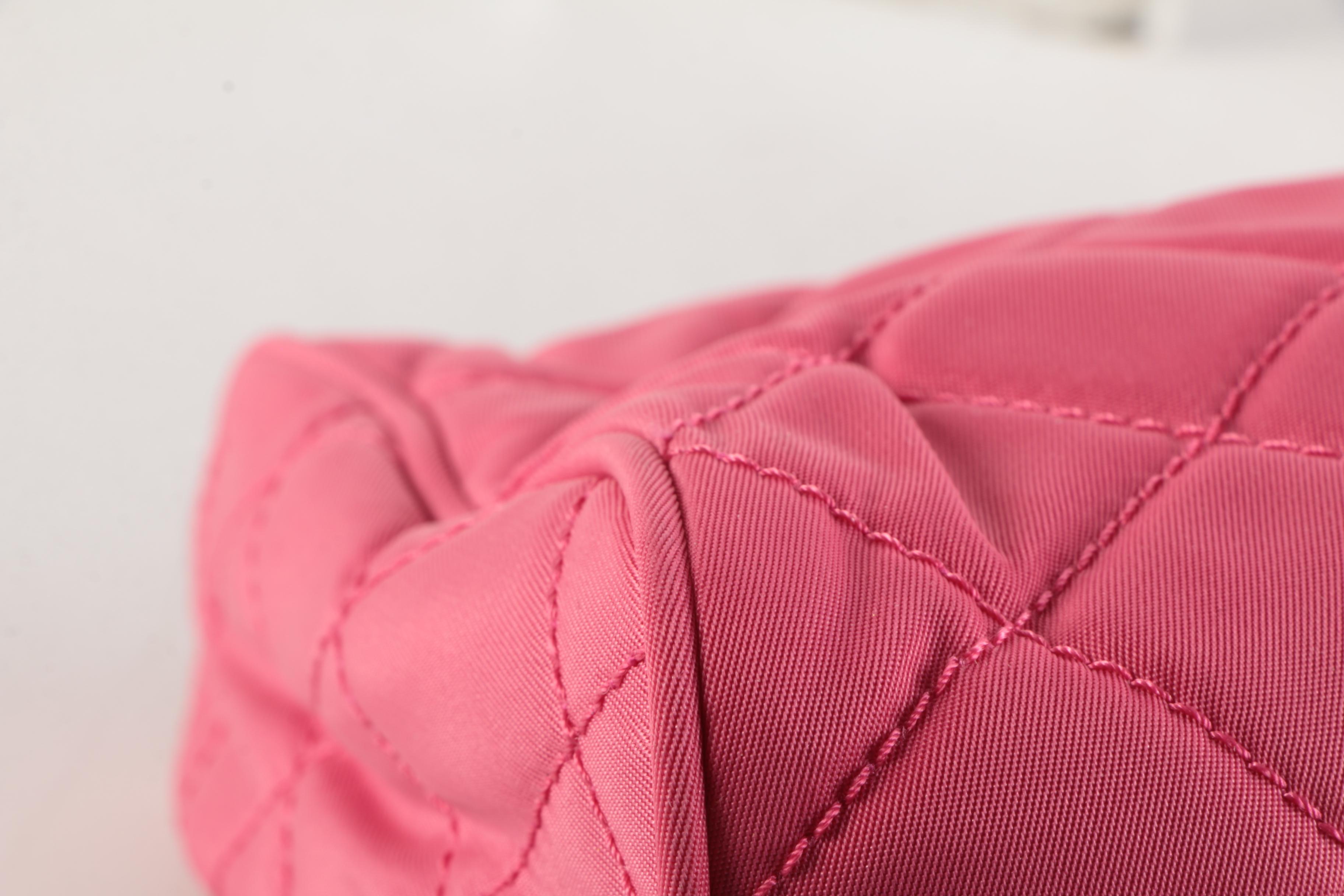 Prada Pink Quilted and Black Tessuto Accessory Pouches