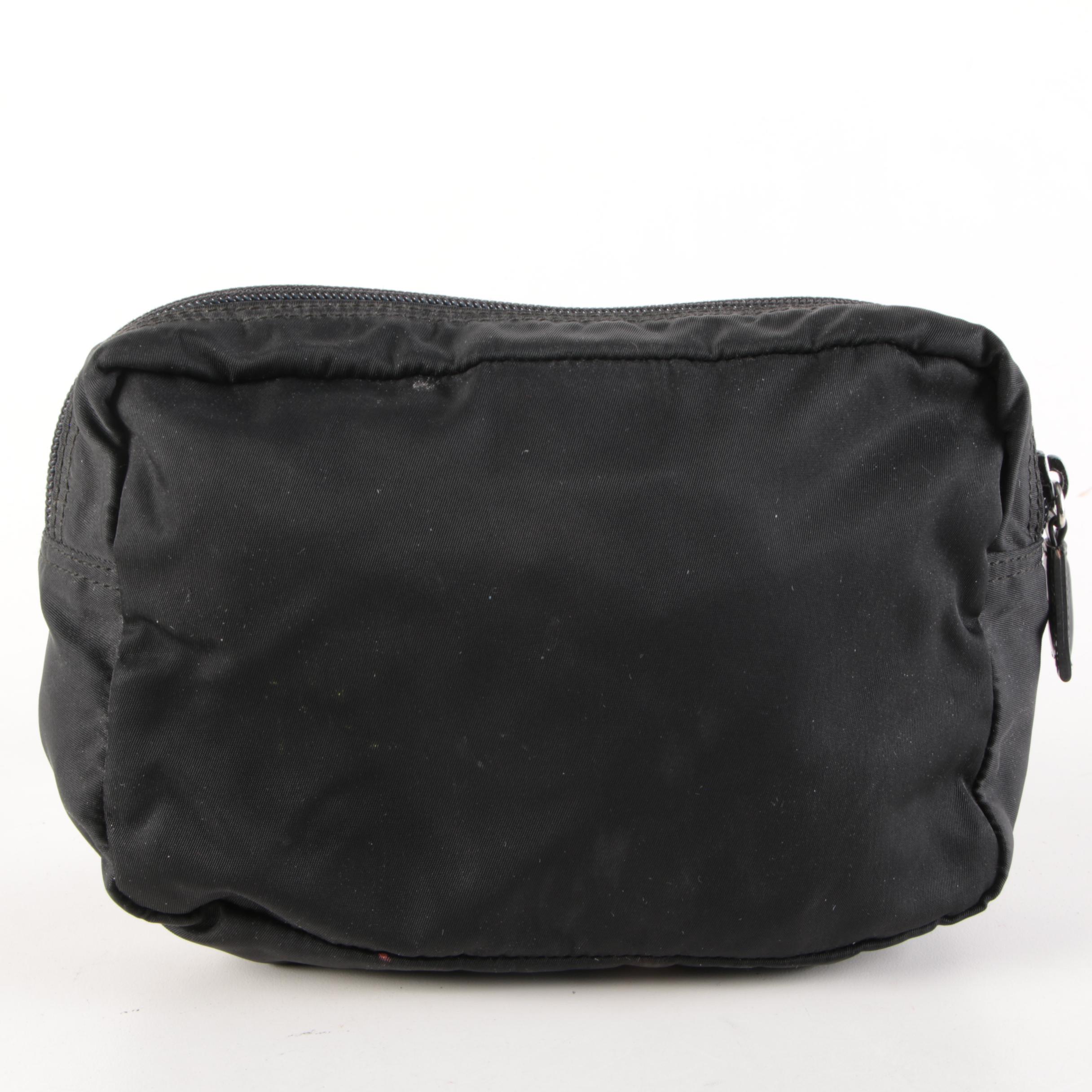 Prada Pink Quilted and Black Tessuto Accessory Pouches