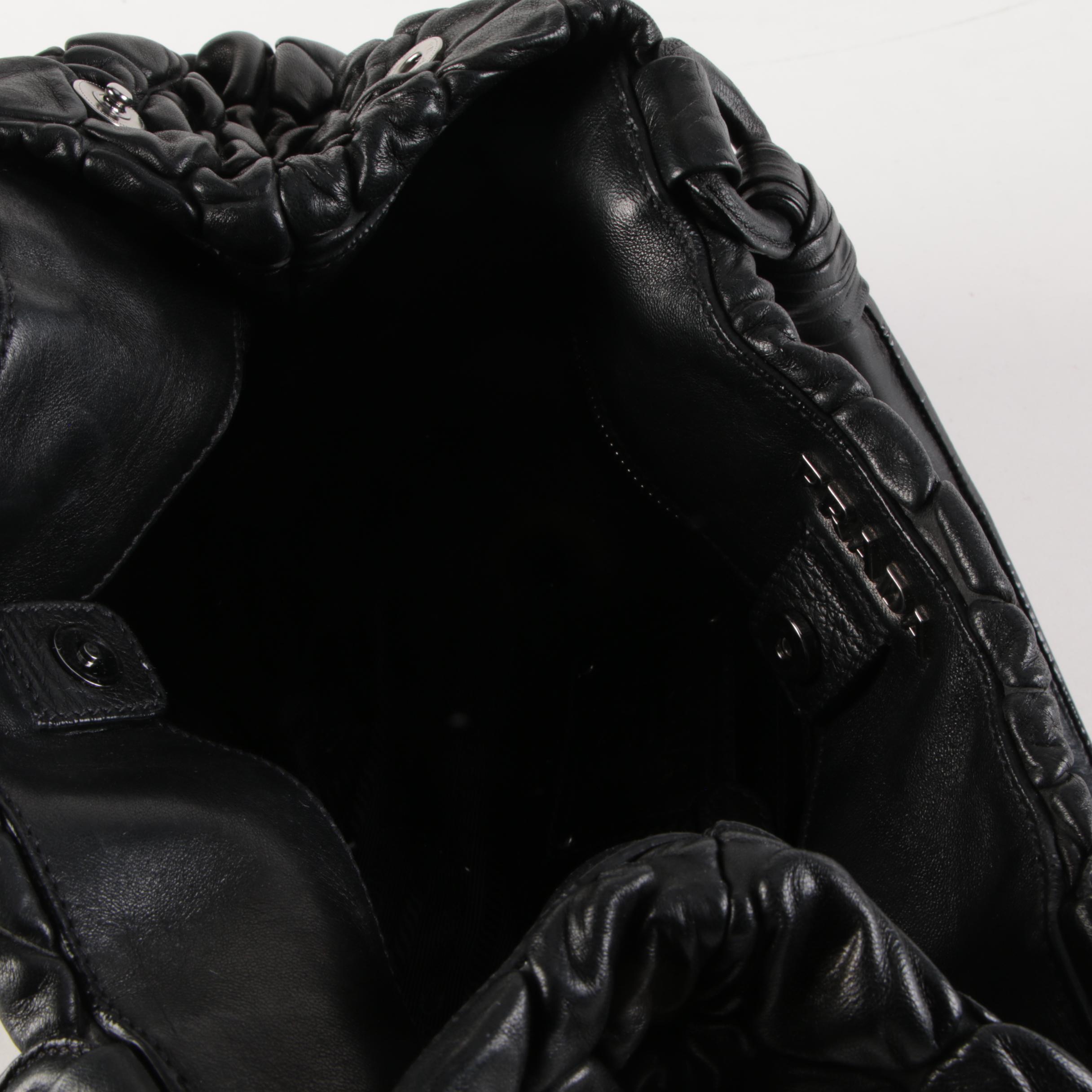 Prada Satchel in Black Embossed Croc Bubble Leather