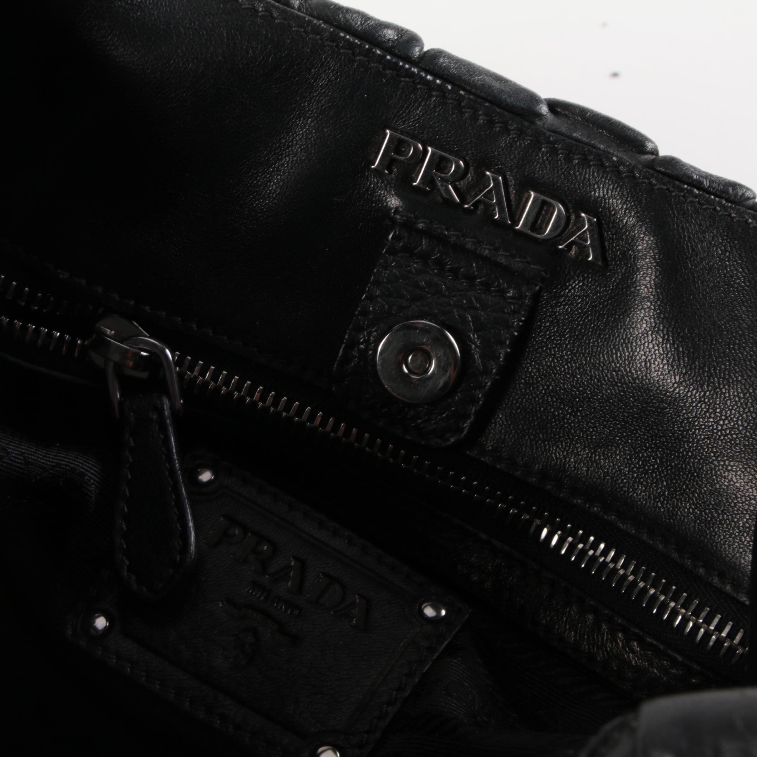 Prada Satchel in Black Embossed Croc Bubble Leather