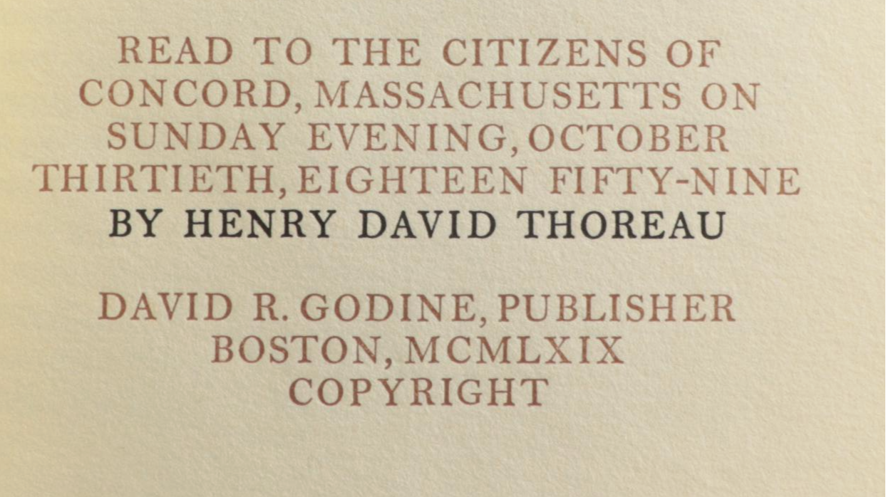 Limited Edition "A Plea for Captain John Brown" by Henry David Thoreau, 1969