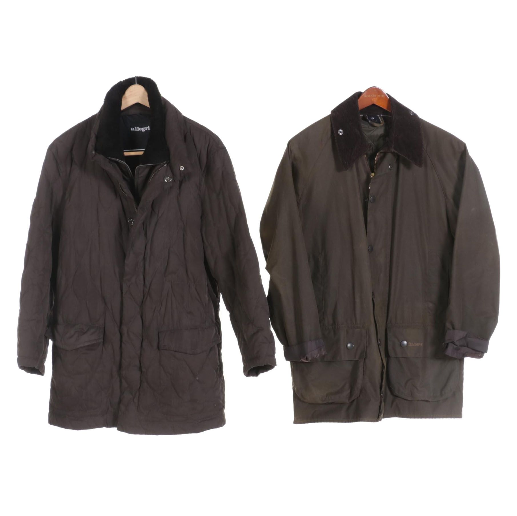 Barbour and Allegri Men's Jackets Featuring Goose Down and Waxed Cotton
