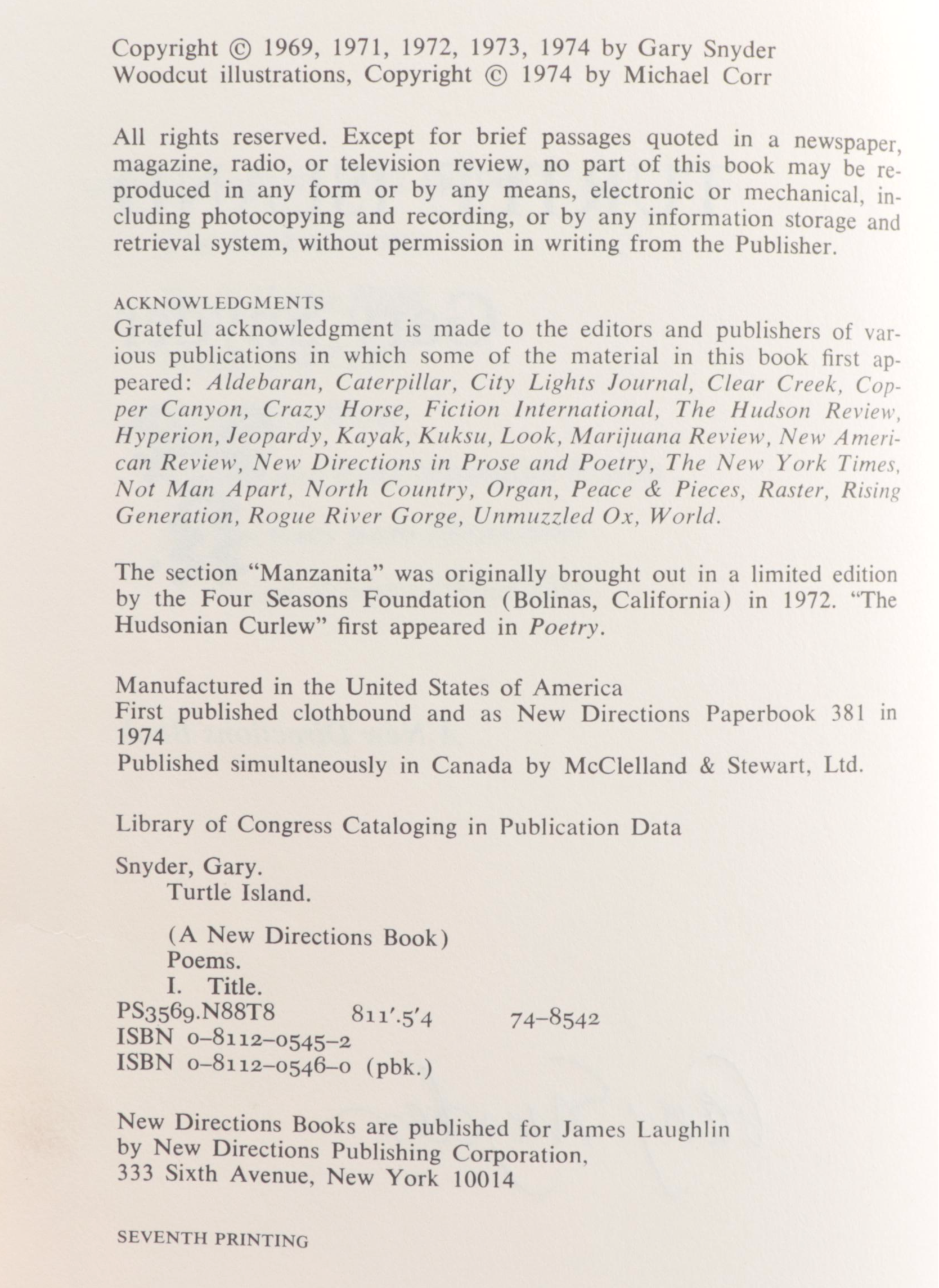 Signed "Turtle Island" by Gary Snyder with "Kaddish" by Allen Ginsberg