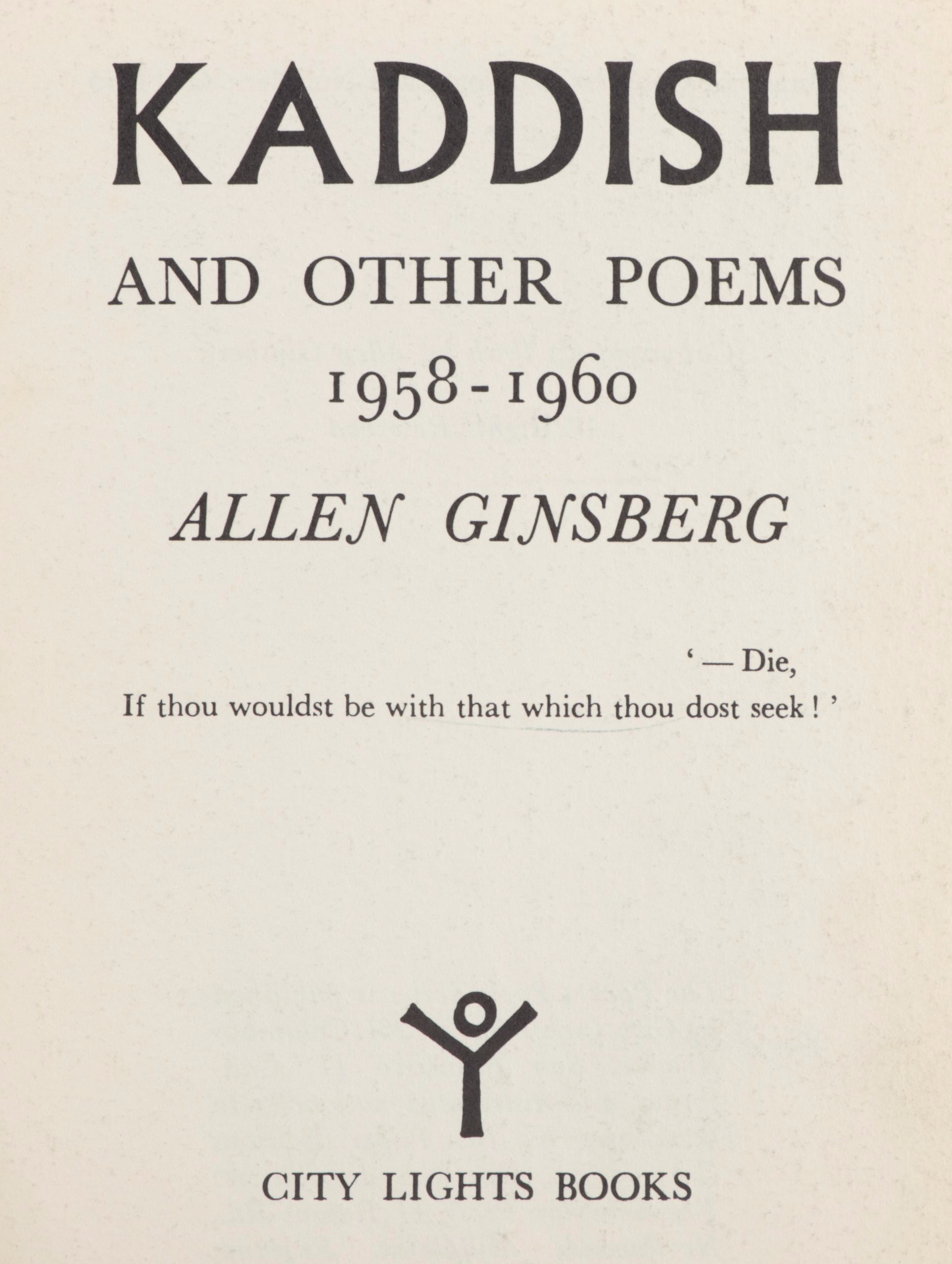 Signed "Turtle Island" by Gary Snyder with "Kaddish" by Allen Ginsberg