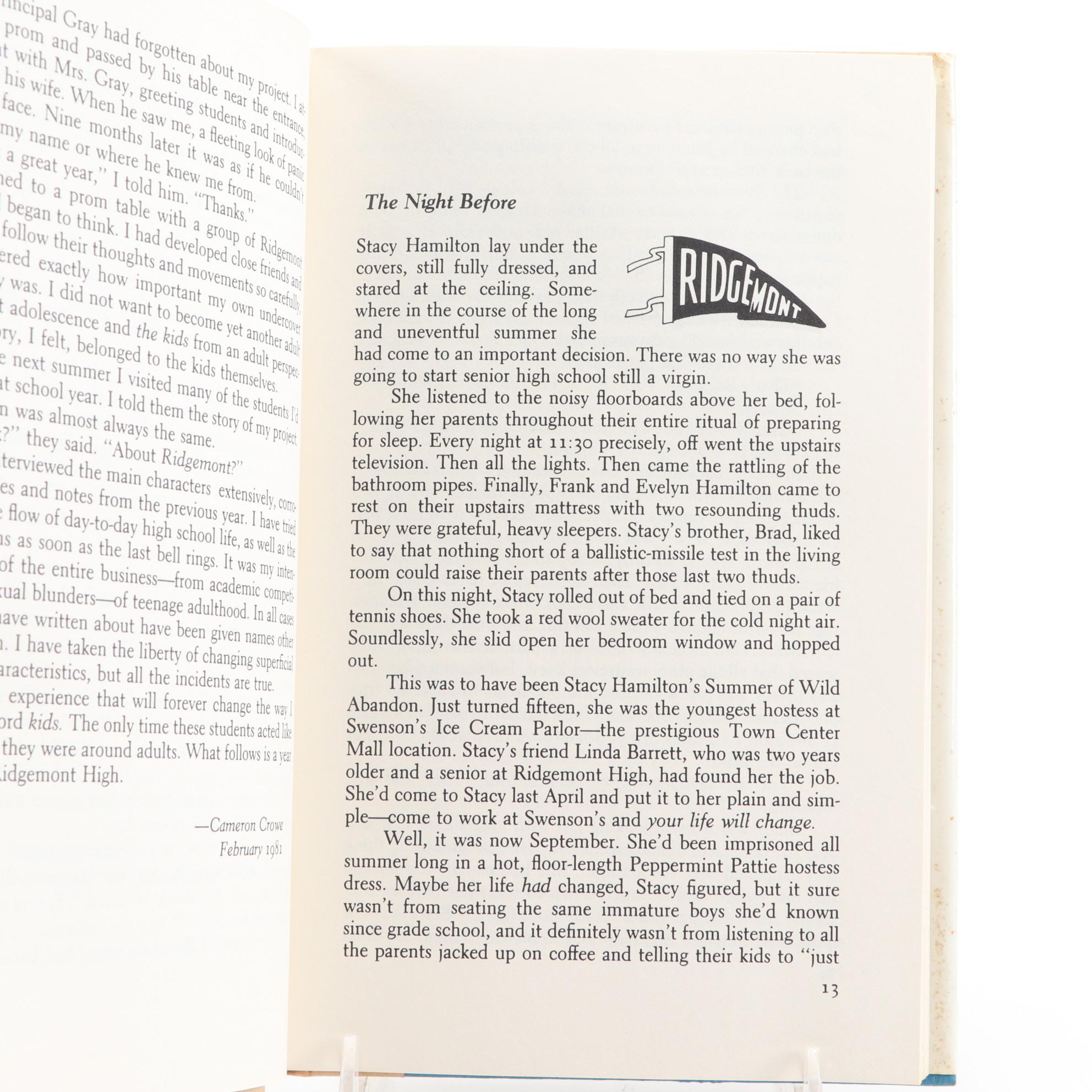 First Edition "Fast Times at Ridgemont High" by Cameron Crowe, 1981
