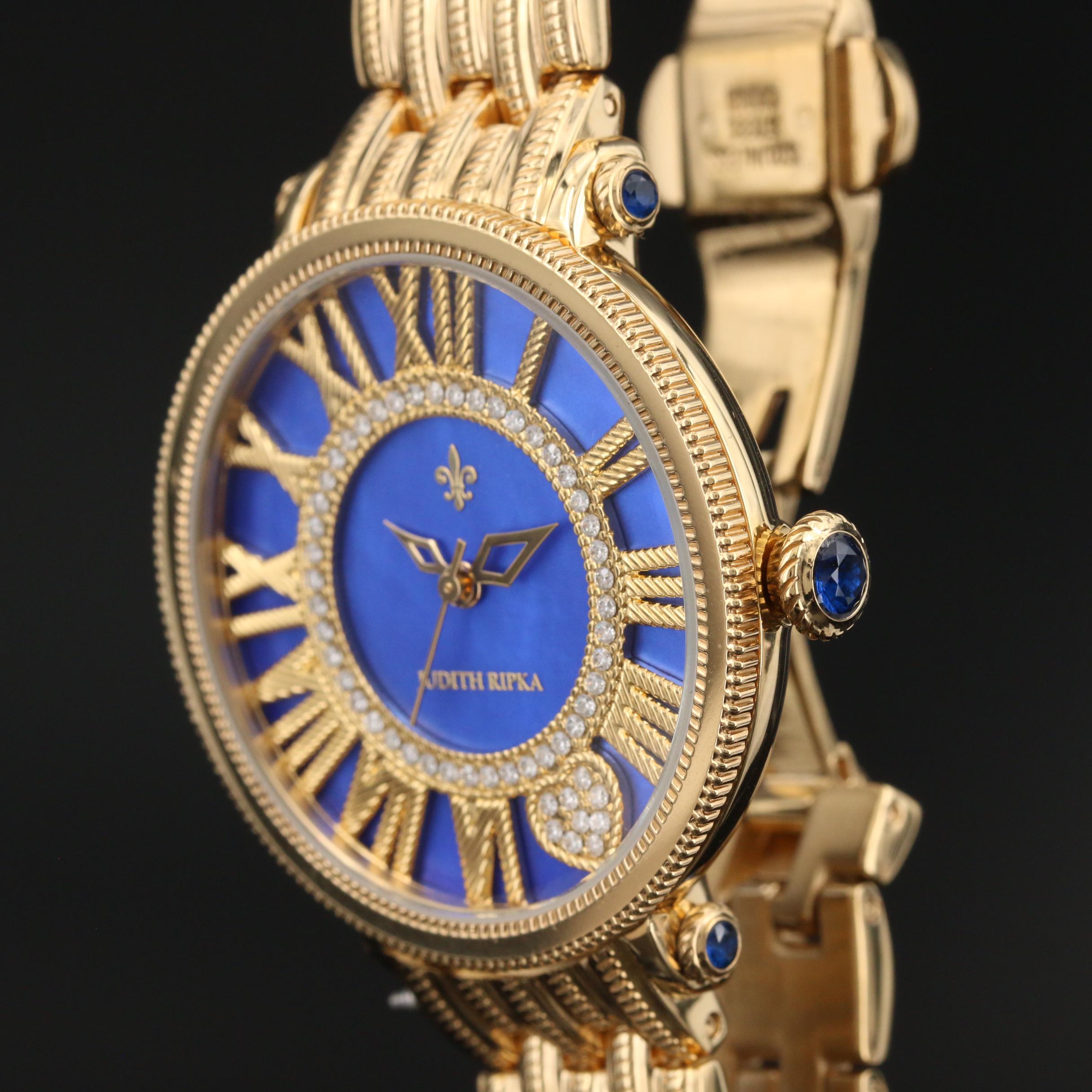 Judith Ripka "London" Blue Dial Watch